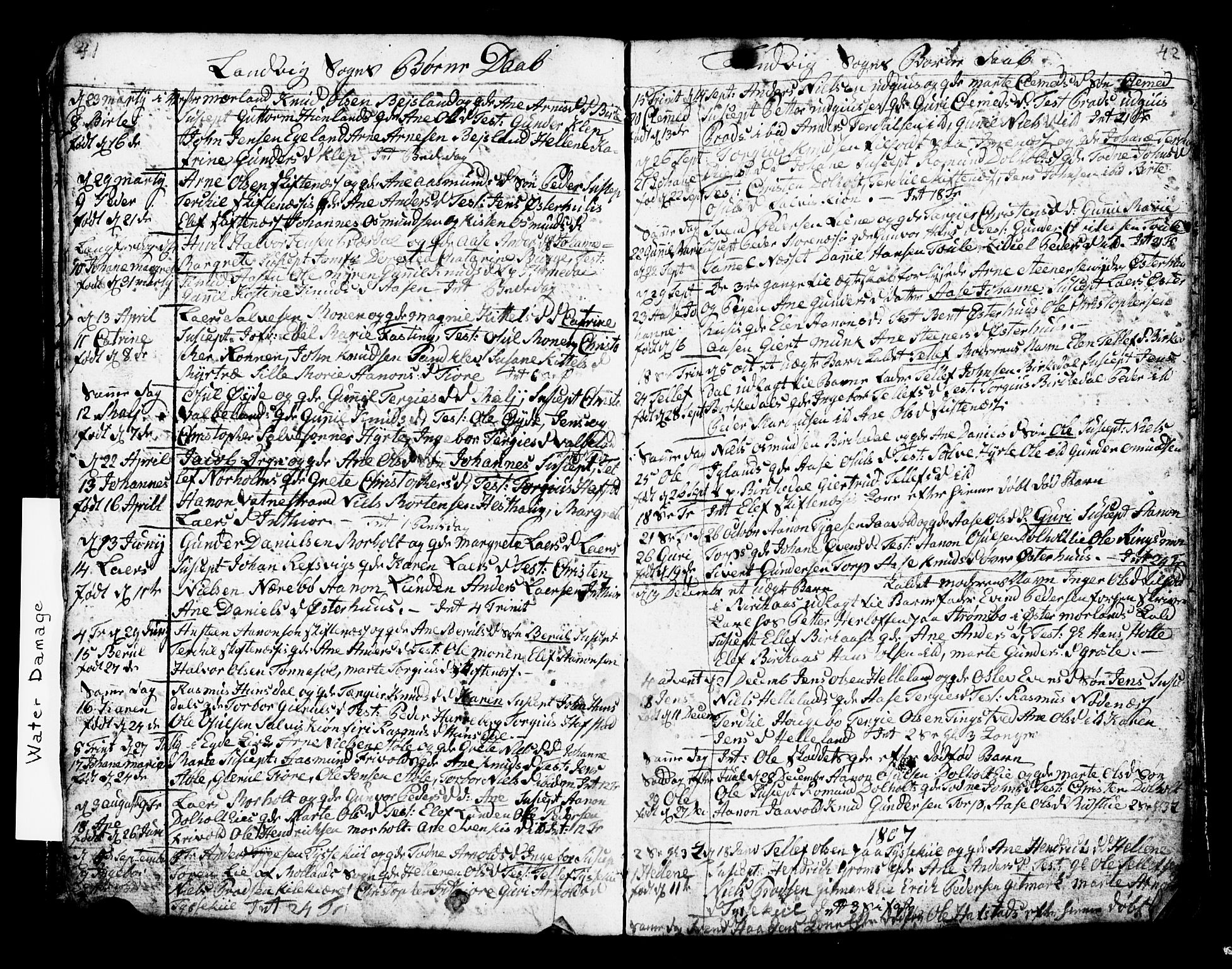 Hommedal sokneprestkontor, AV/SAK-1111-0023/F/Fb/Fbb/L0002: Parish register (copy) no. B 2 /1, 1791-1819, p. 41-42