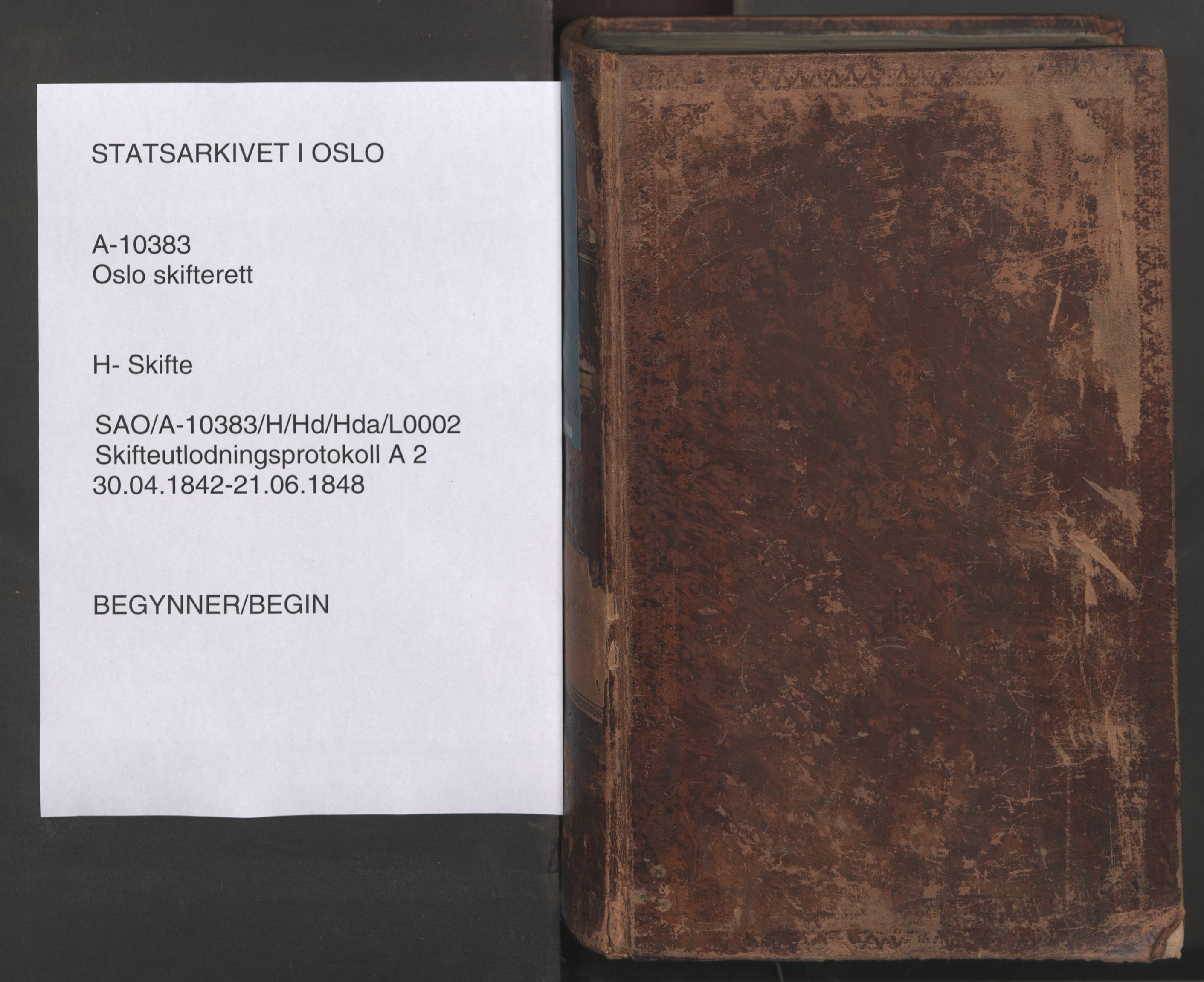Oslo skifterett, SAO/A-10383/H/Hd/Hda/L0002: Skifteutlodningsprotokoll, 1842-1845