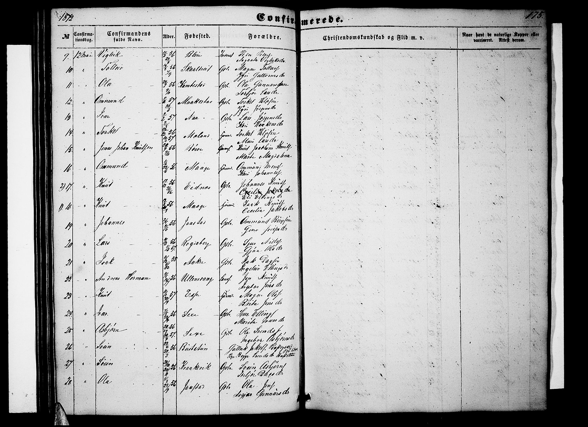 Ullensvang sokneprestembete, AV/SAB-A-78701/H/Hab: Parish register (copy) no. B 10, 1858-1886, p. 175