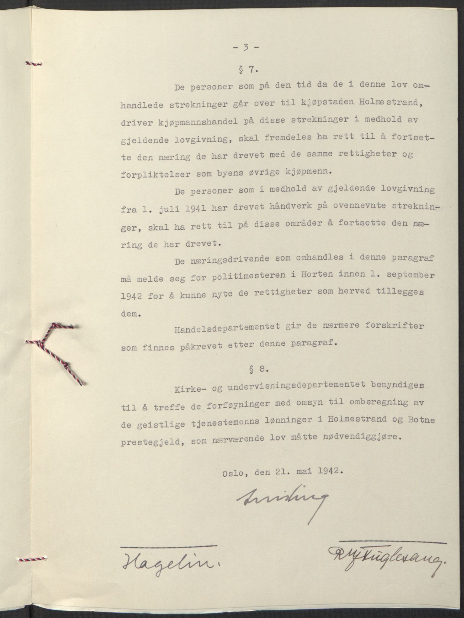 NS-administrasjonen 1940-1945 (Statsrådsekretariatet, de kommisariske statsråder mm), RA/S-4279/D/Db/L0097: Lover I, 1942, p. 347