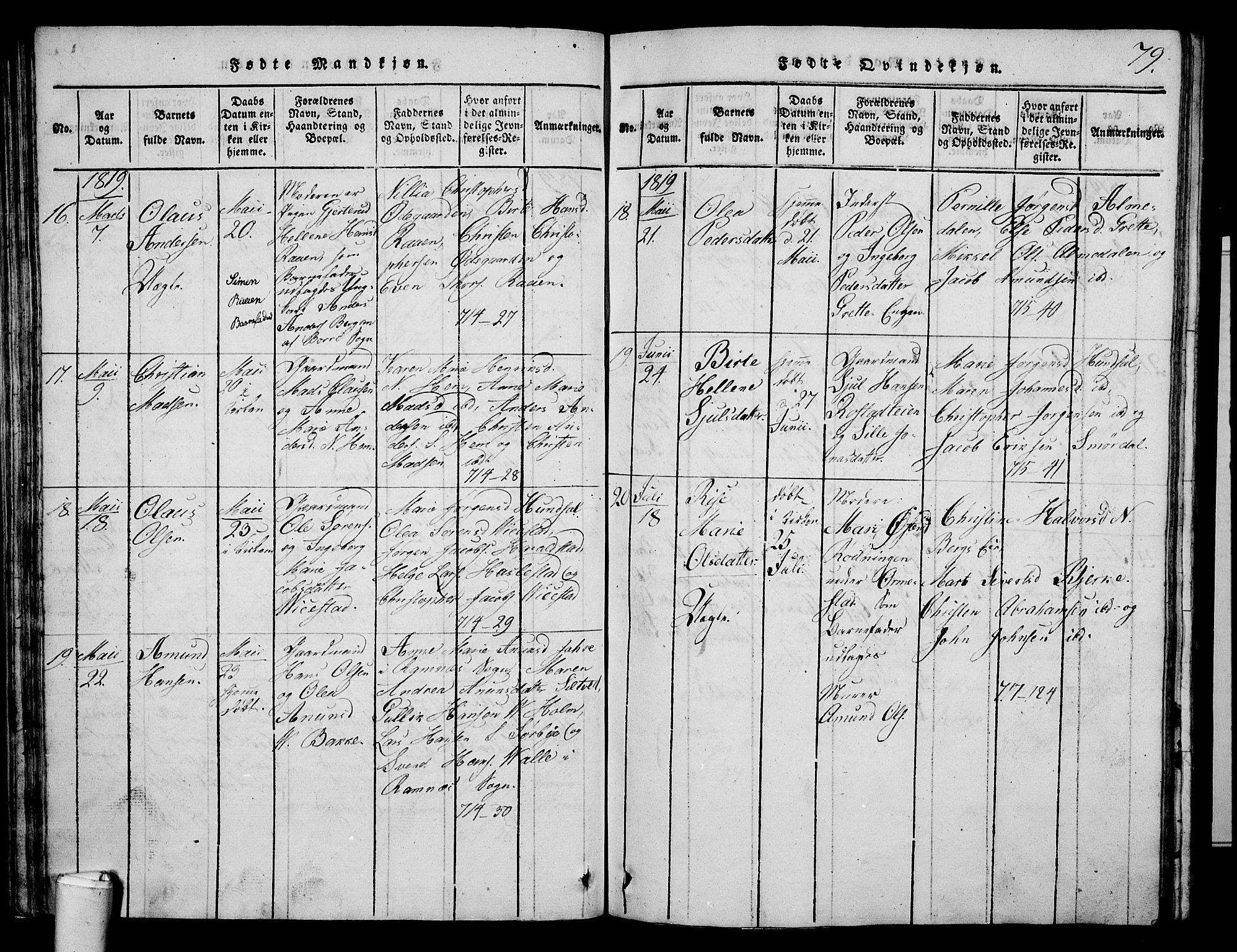 Våle kirkebøker, SAKO/A-334/G/Ga/L0001: Parish register (copy) no. I 1, 1814-1824, p. 78-79