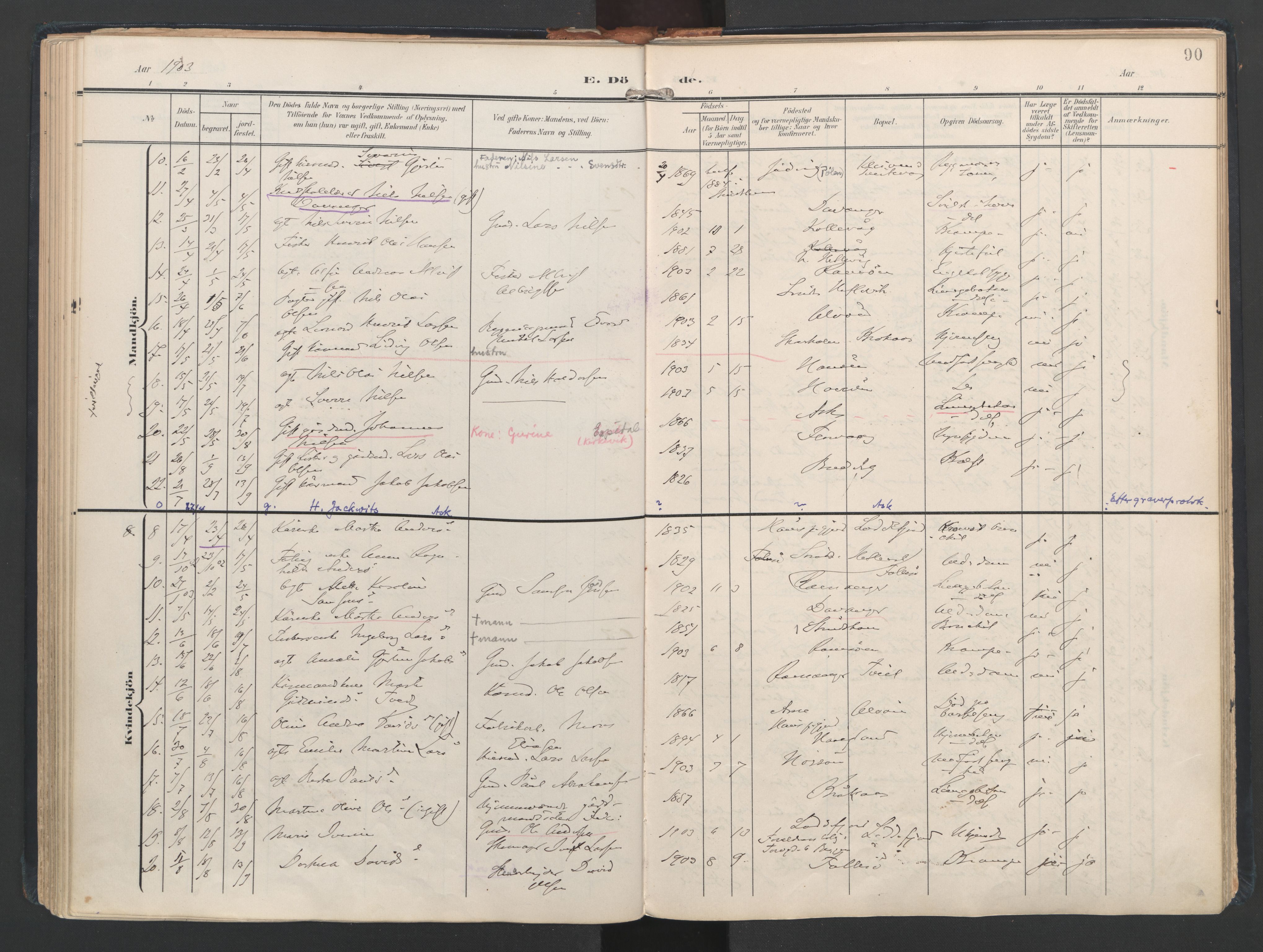 Askøy Sokneprestembete, AV/SAB-A-74101/H/Ha/Haa/Haad/L0001: Parish register (official) no. D 1, 1902-1916, p. 90