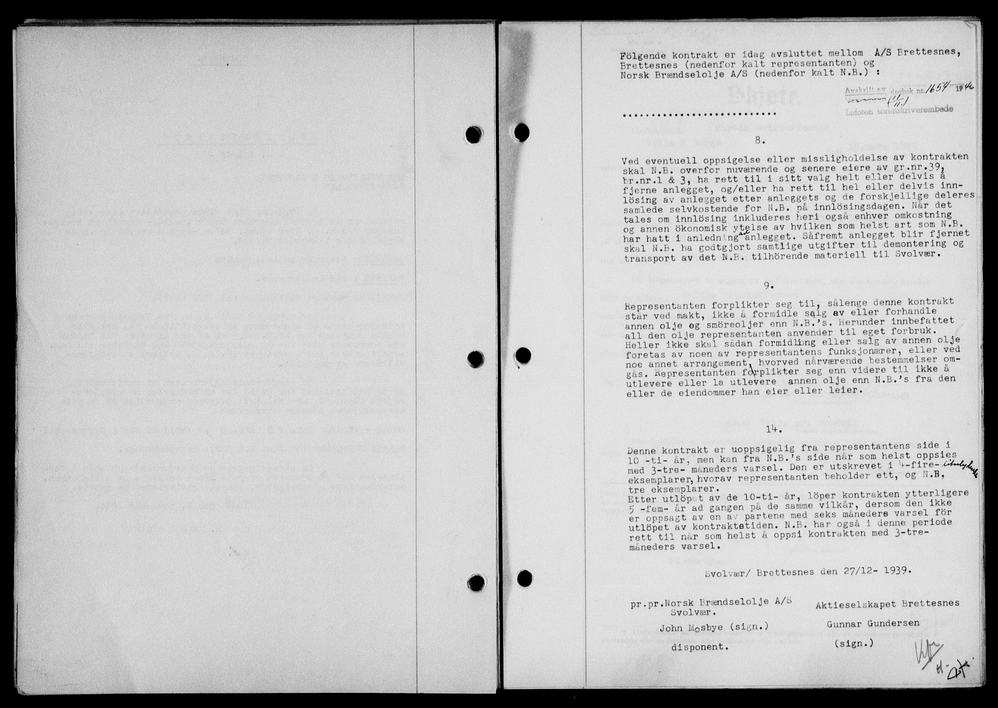 Lofoten sorenskriveri, SAT/A-0017/1/2/2C/L0015a: Mortgage book no. 15a, 1946-1947, Diary no: : 1654/1946