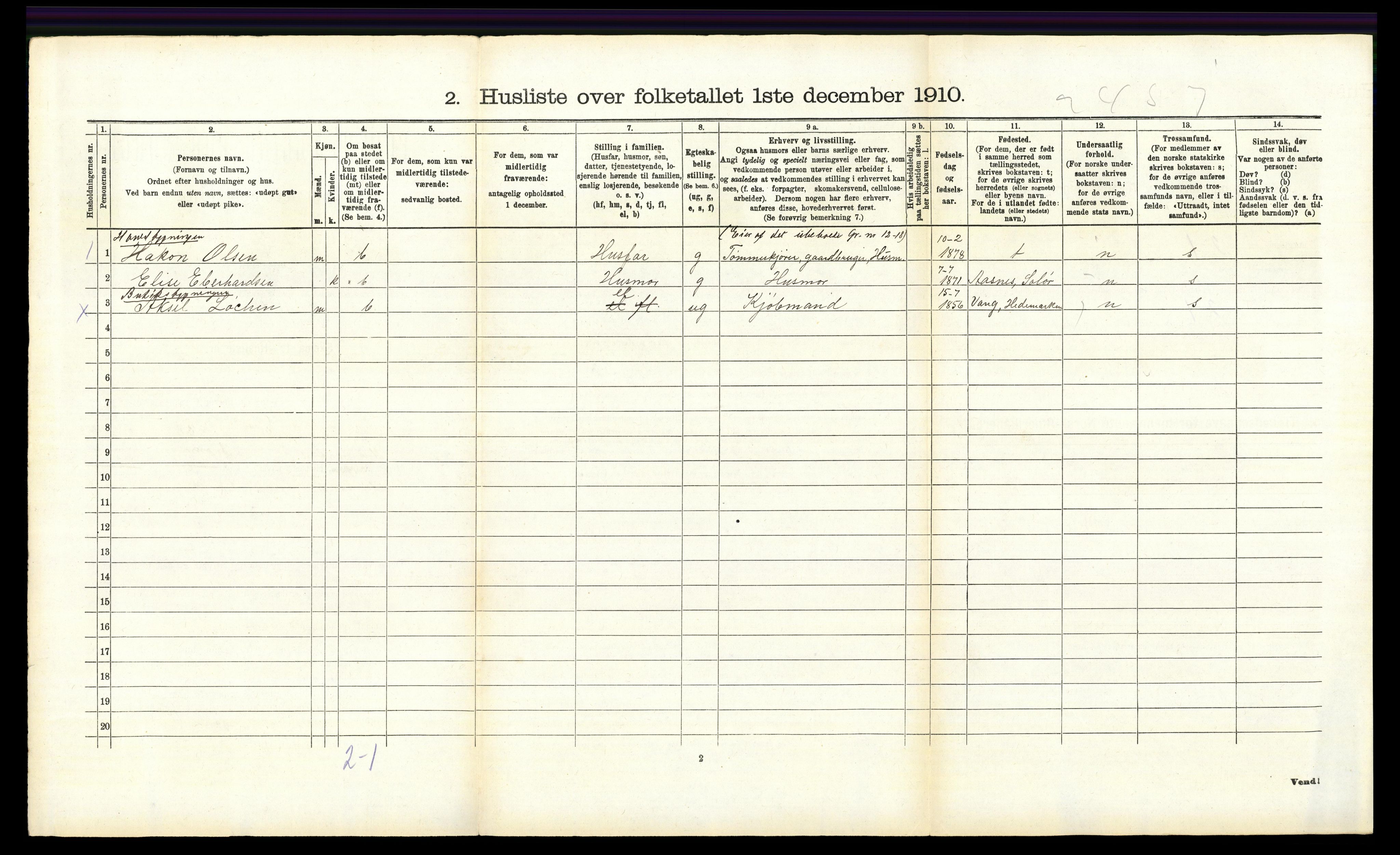 RA, 1910 census for Sollia, 1910, p. 78