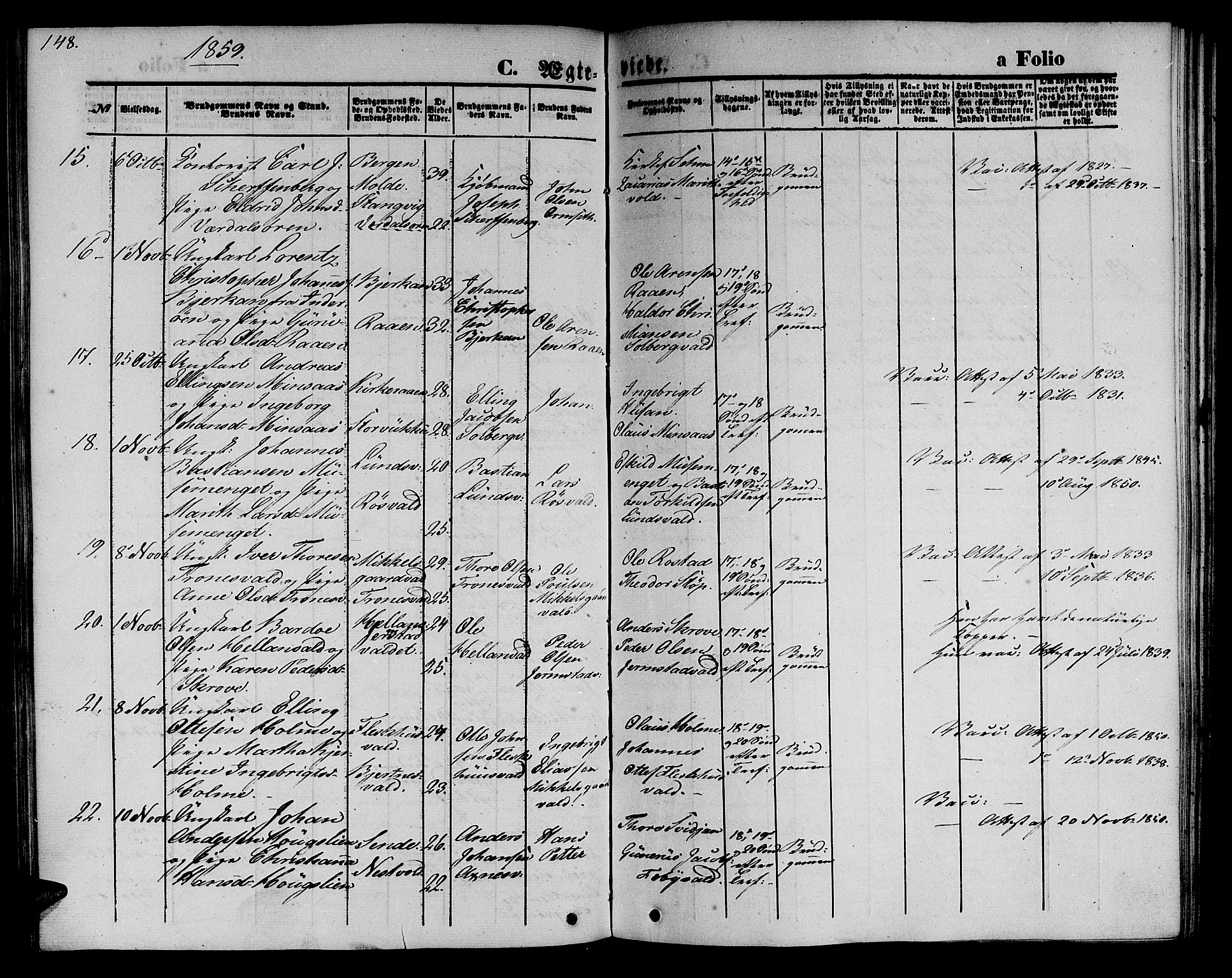 Ministerialprotokoller, klokkerbøker og fødselsregistre - Nord-Trøndelag, AV/SAT-A-1458/723/L0254: Parish register (copy) no. 723C02, 1858-1868, p. 148