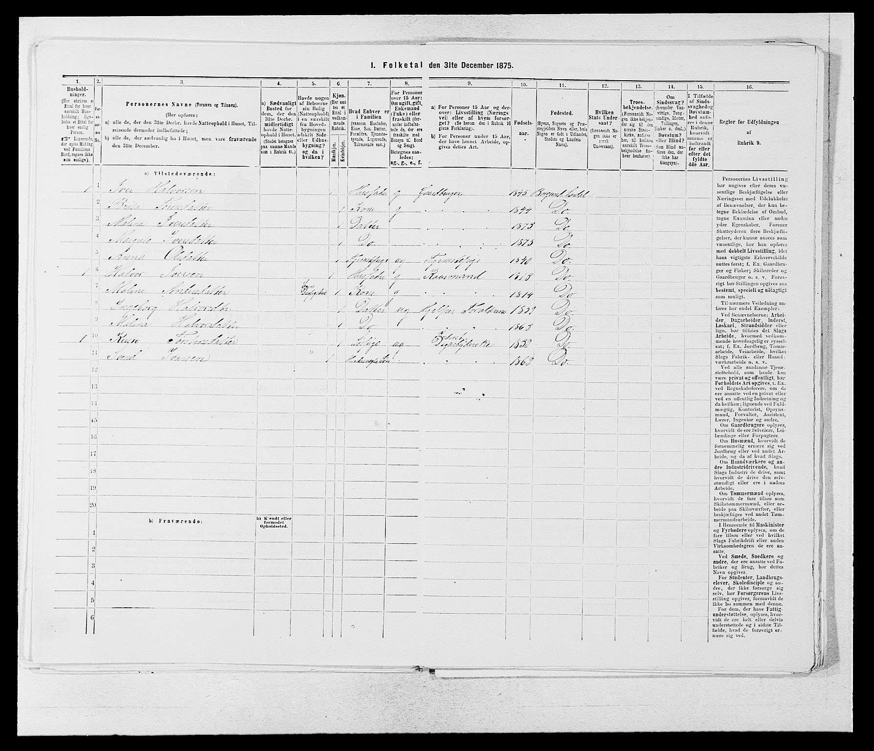 SAB, 1875 census for 1422P Lærdal, 1875, p. 1080