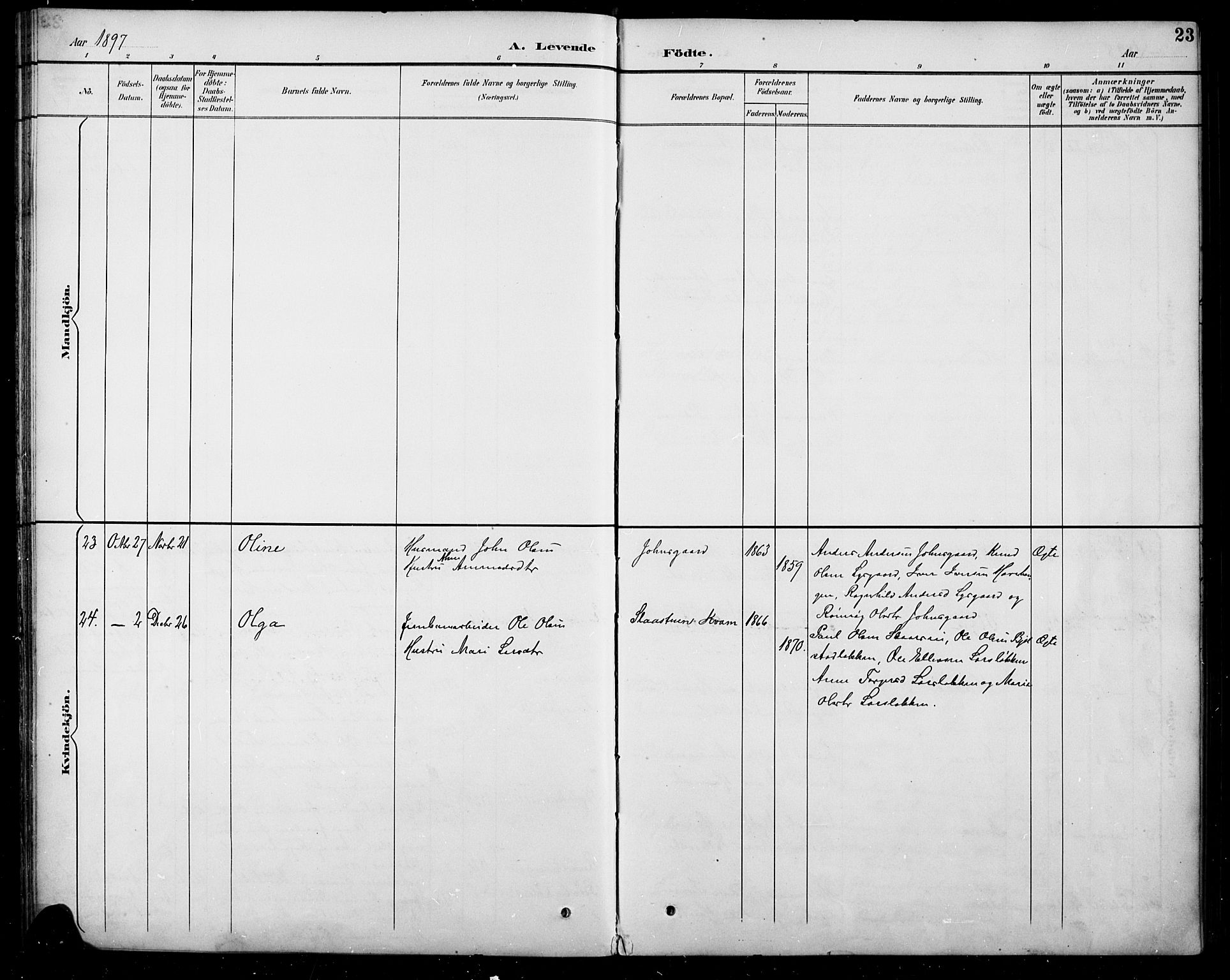 Sel prestekontor, SAH/PREST-074/H/Ha/Hab/L0005: Parish register (copy) no. 5, 1894-1923, p. 23