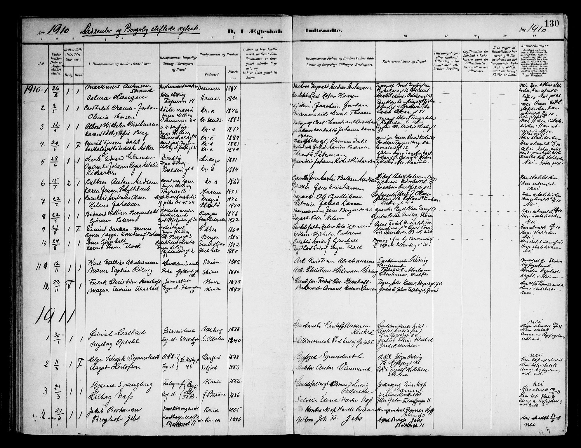Frogner prestekontor Kirkebøker, SAO/A-10886/F/Fa/L0003: Parish register (official) no. 3, 1898-1917, p. 130