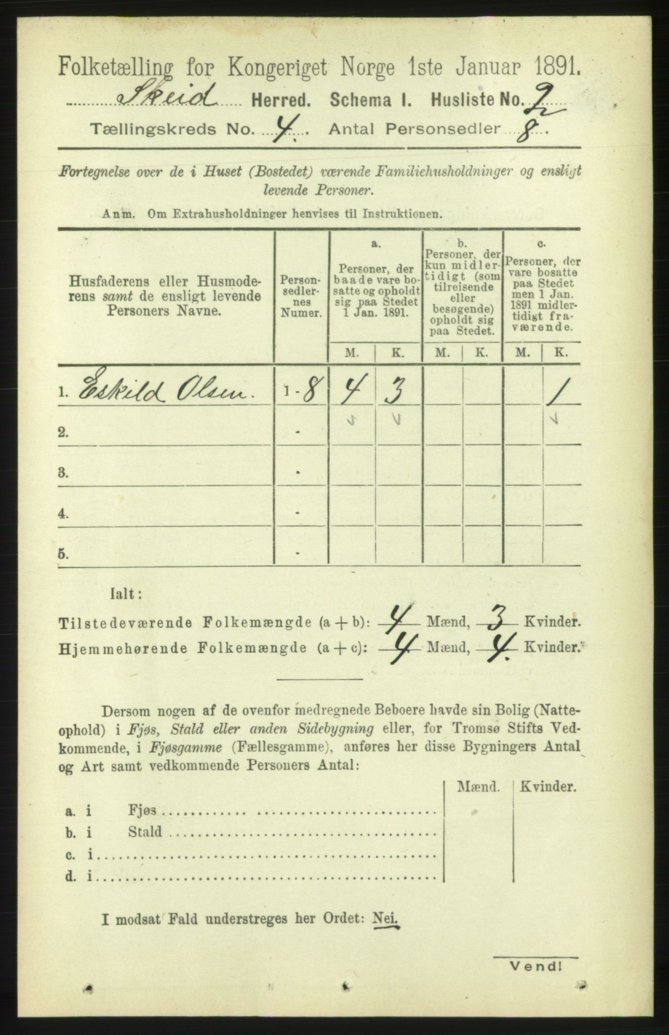 RA, 1891 census for 1732 Skei, 1891, p. 1305