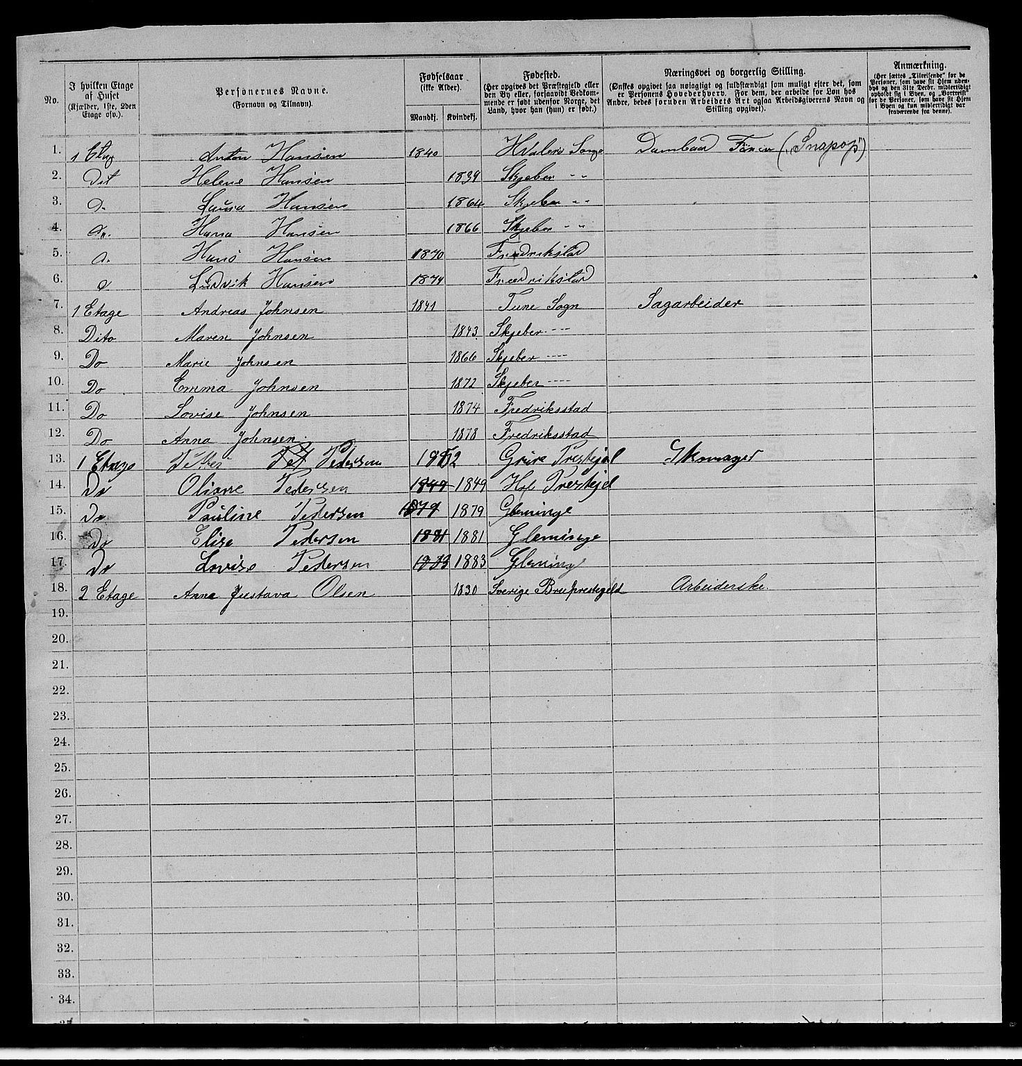 RA, 1885 census for 0103 Fredrikstad, 1885, p. 951