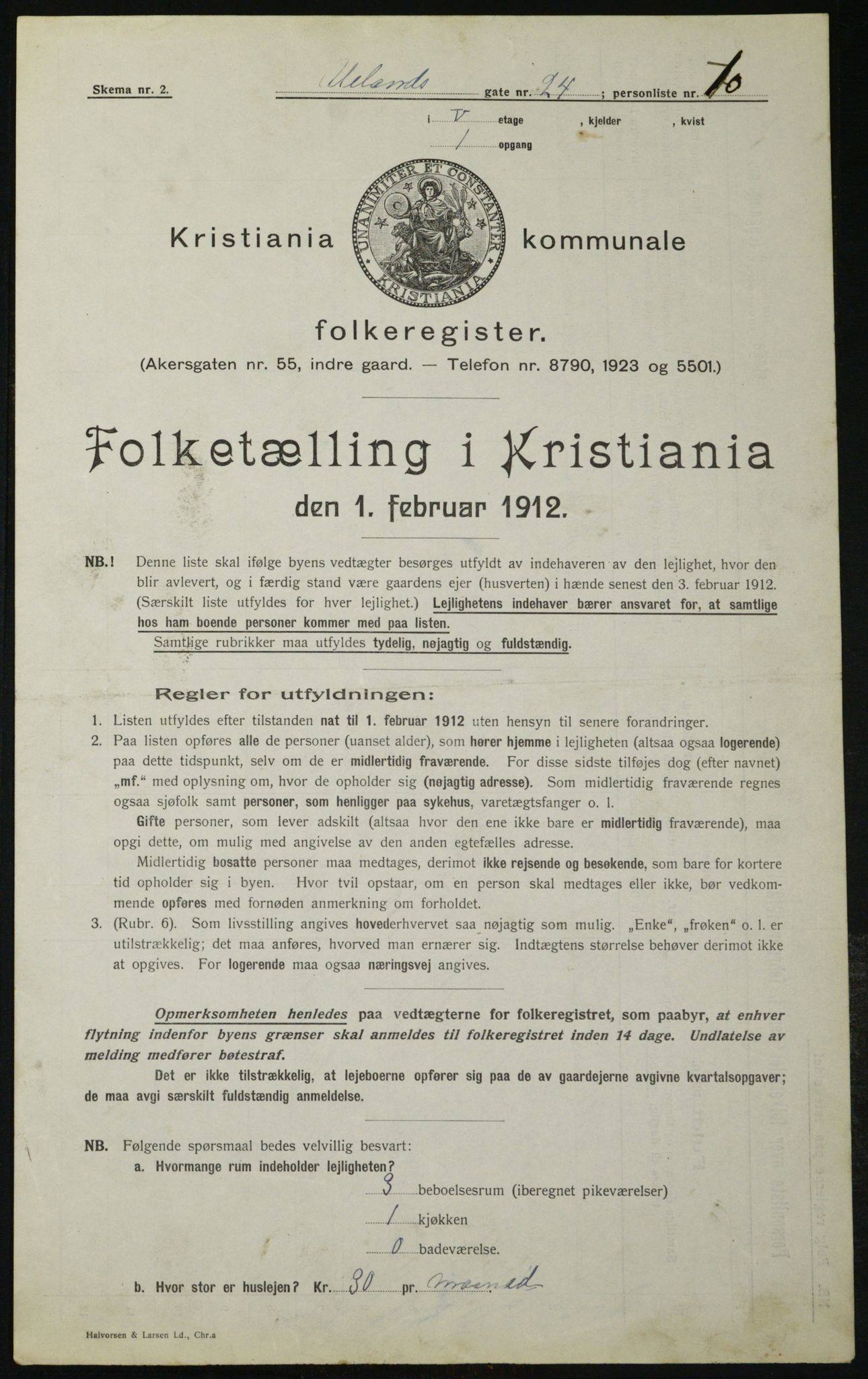 OBA, Municipal Census 1912 for Kristiania, 1912, p. 118709