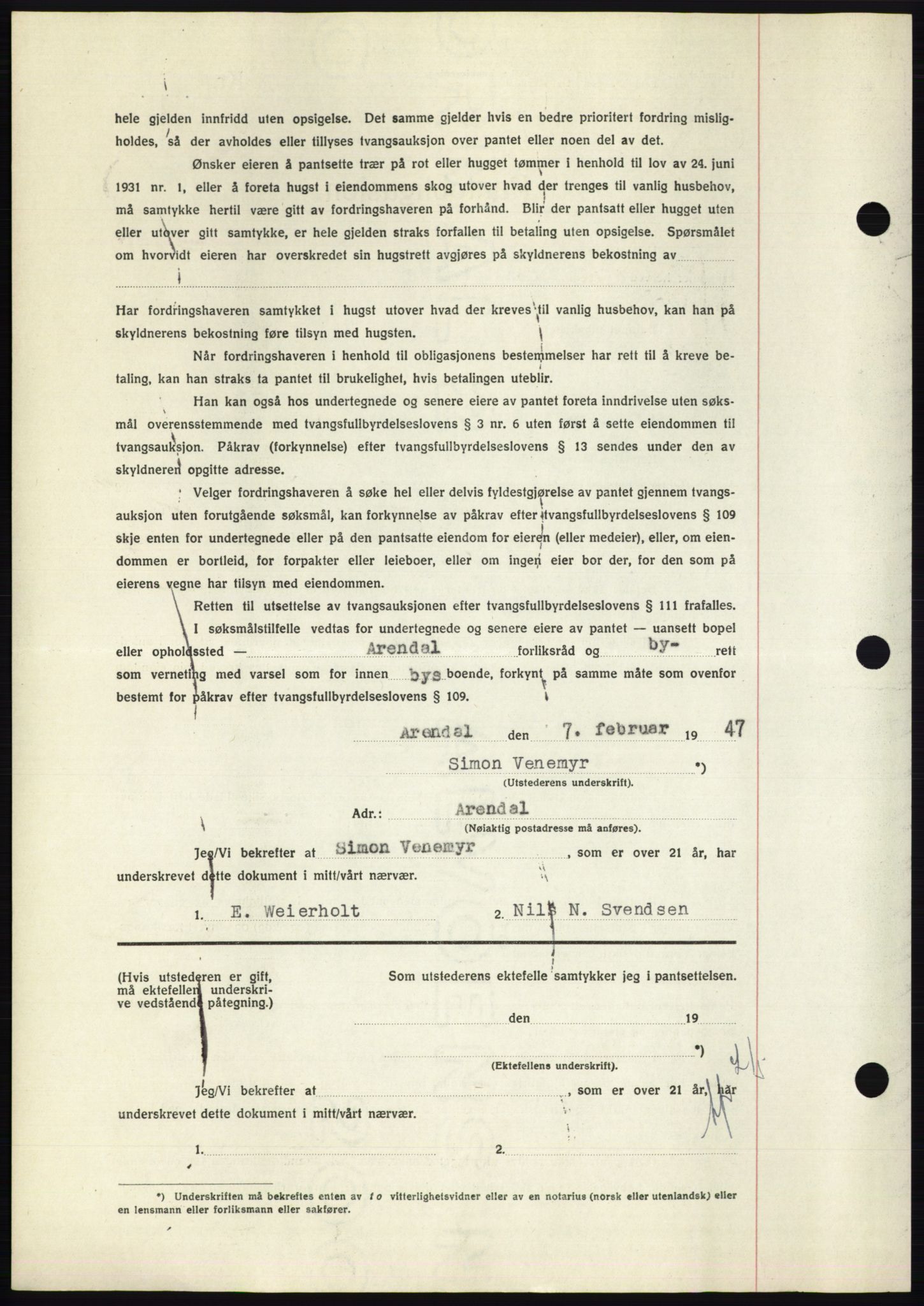 Nedenes sorenskriveri, AV/SAK-1221-0006/G/Gb/Gbb/L0004: Mortgage book no. B4, 1947-1947, Diary no: : 154/1947