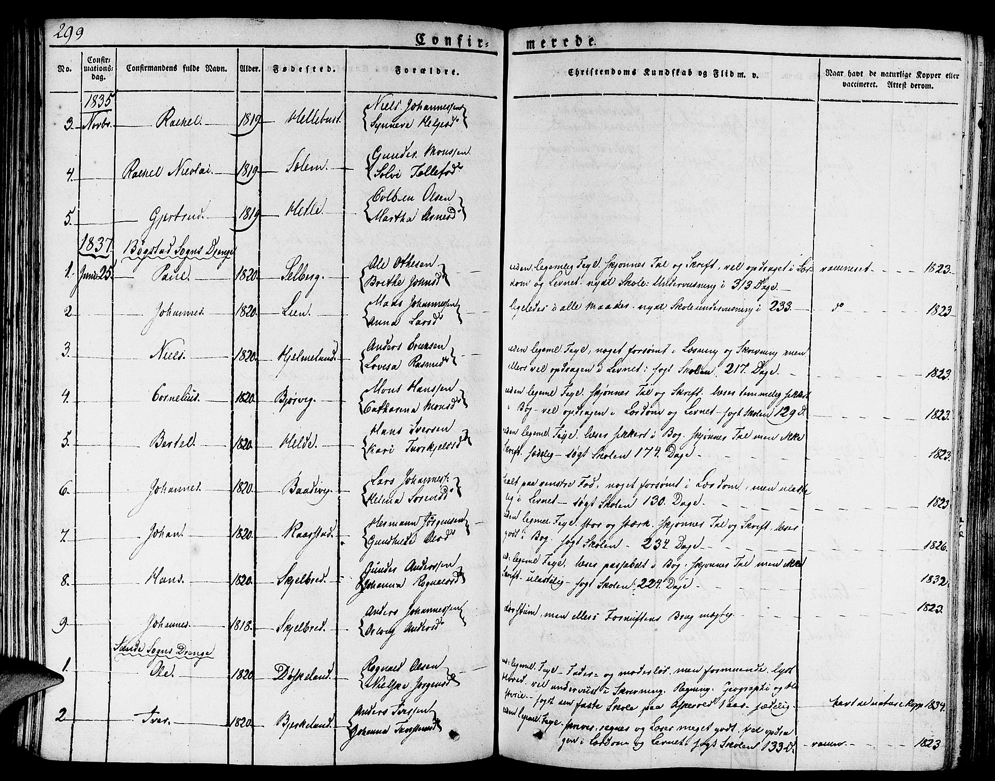 Gaular sokneprestembete, AV/SAB-A-80001/H/Haa: Parish register (official) no. A 3, 1821-1840, p. 299