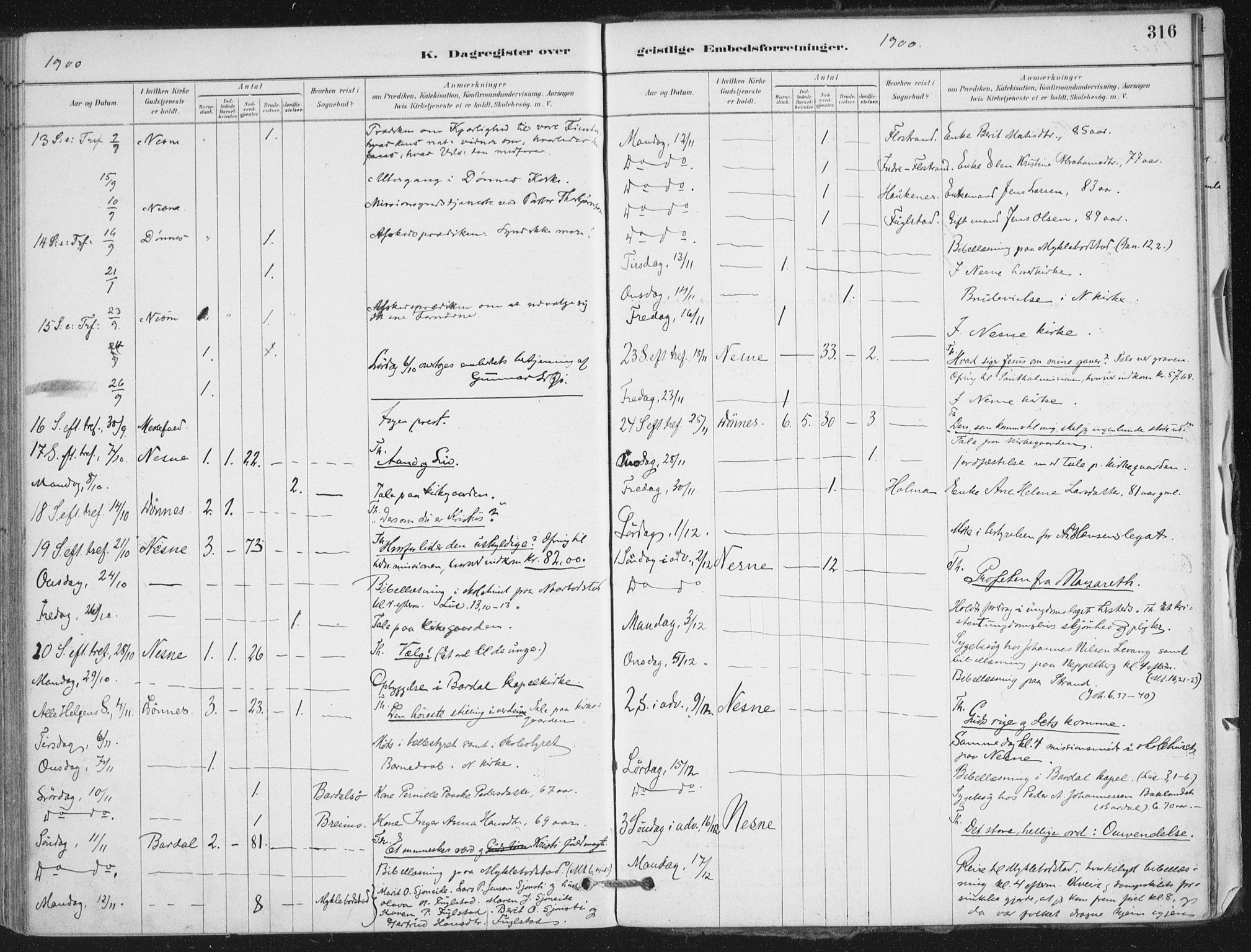 Ministerialprotokoller, klokkerbøker og fødselsregistre - Nordland, AV/SAT-A-1459/838/L0553: Parish register (official) no. 838A11, 1880-1910, p. 316