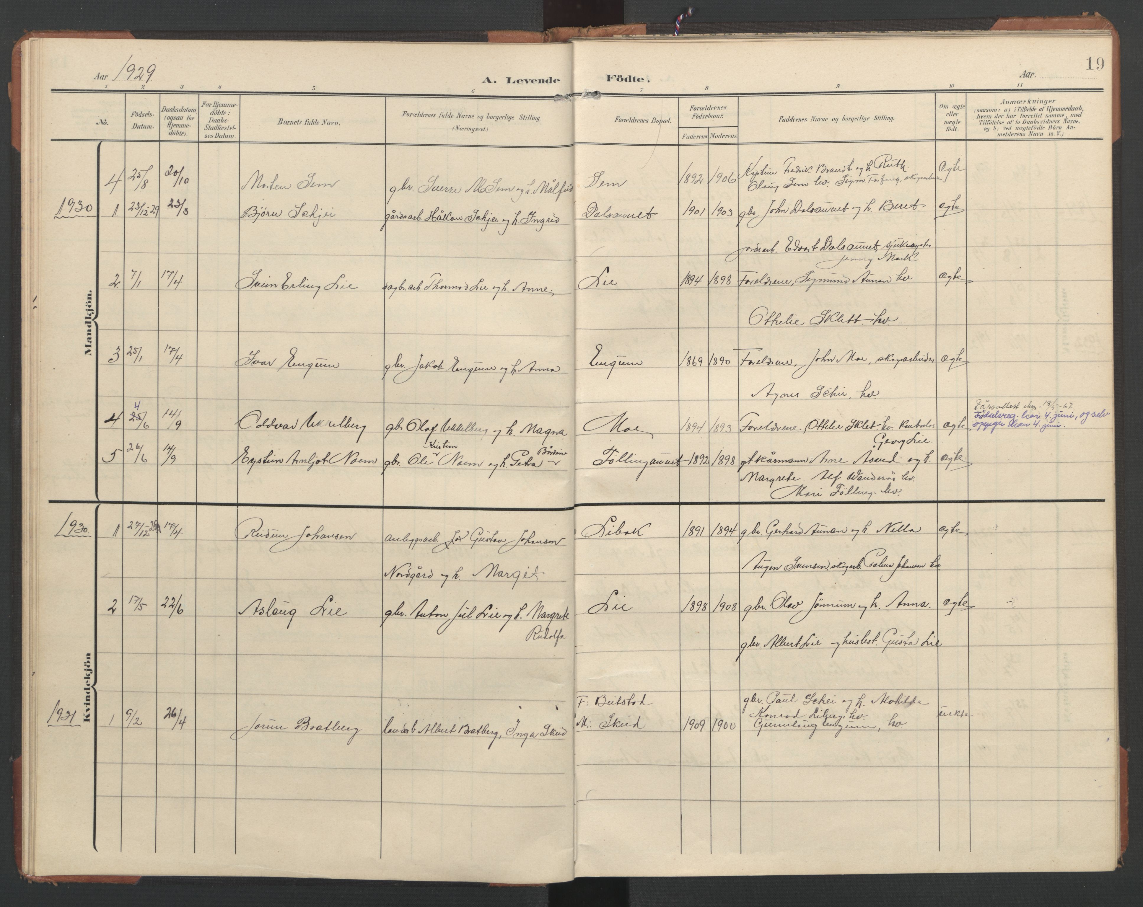 Ministerialprotokoller, klokkerbøker og fødselsregistre - Nord-Trøndelag, AV/SAT-A-1458/748/L0465: Parish register (copy) no. 748C01, 1908-1960, p. 19