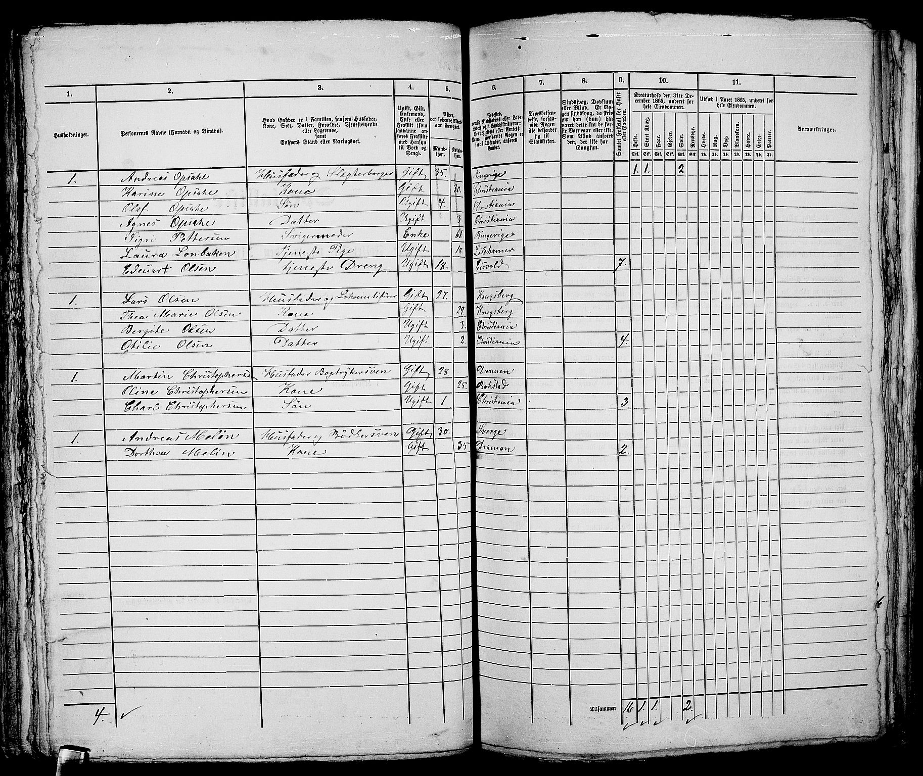 RA, 1865 census for Kristiania, 1865, p. 3309