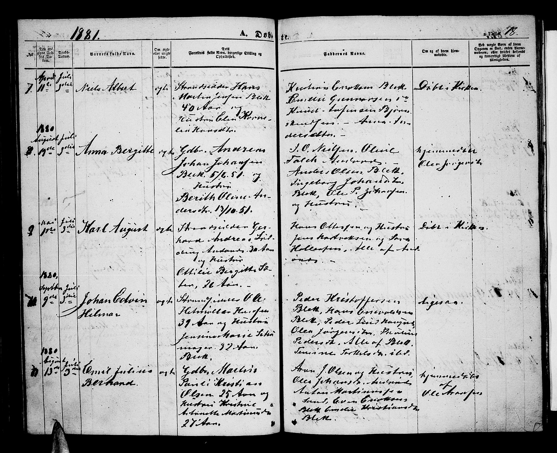 Ministerialprotokoller, klokkerbøker og fødselsregistre - Nordland, SAT/A-1459/899/L1447: Parish register (copy) no. 899C02, 1855-1886, p. 78