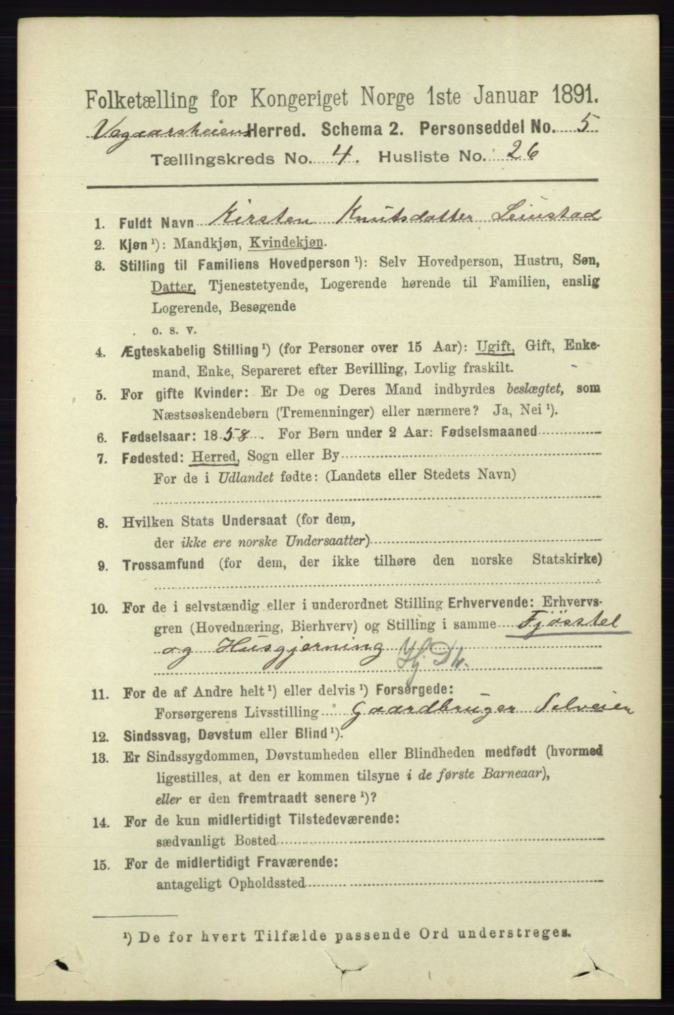 RA, 1891 census for 0912 Vegårshei, 1891, p. 938