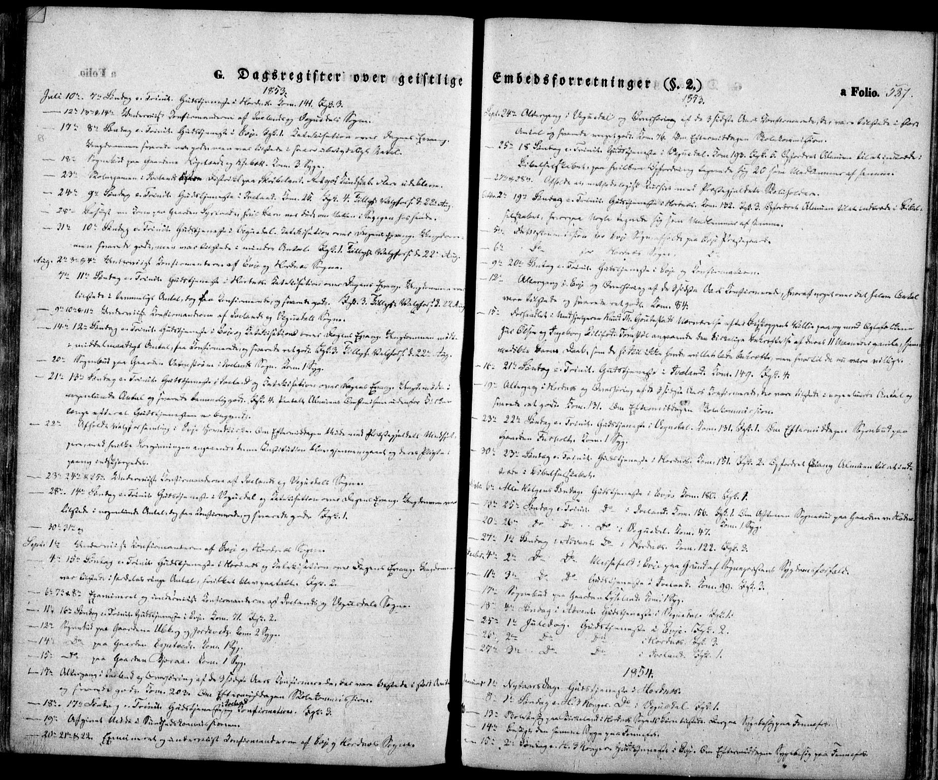 Evje sokneprestkontor, SAK/1111-0008/F/Fa/Faa/L0005: Parish register (official) no. A 5, 1843-1865, p. 587