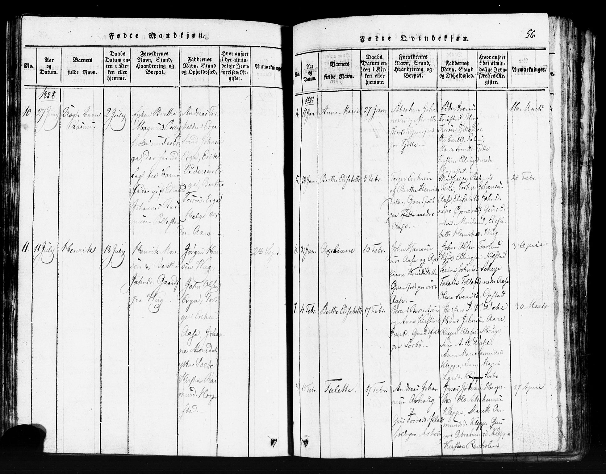 Klepp sokneprestkontor, AV/SAST-A-101803/001/3/30BB/L0001: Parish register (copy) no.  B 1, 1816-1859, p. 56