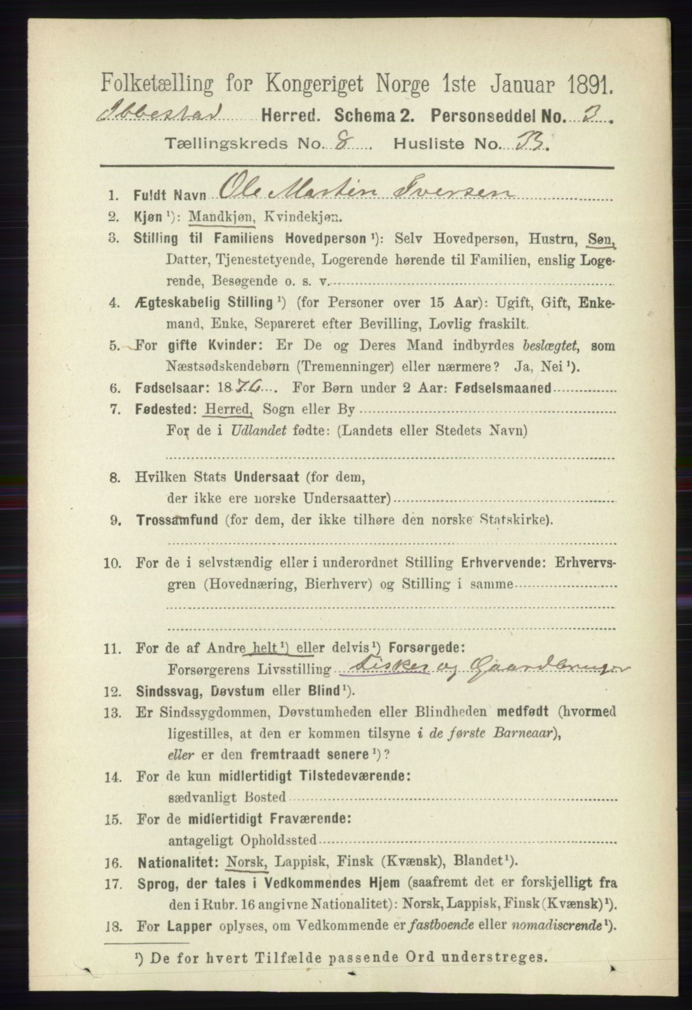 RA, 1891 census for 1917 Ibestad, 1891, p. 5417