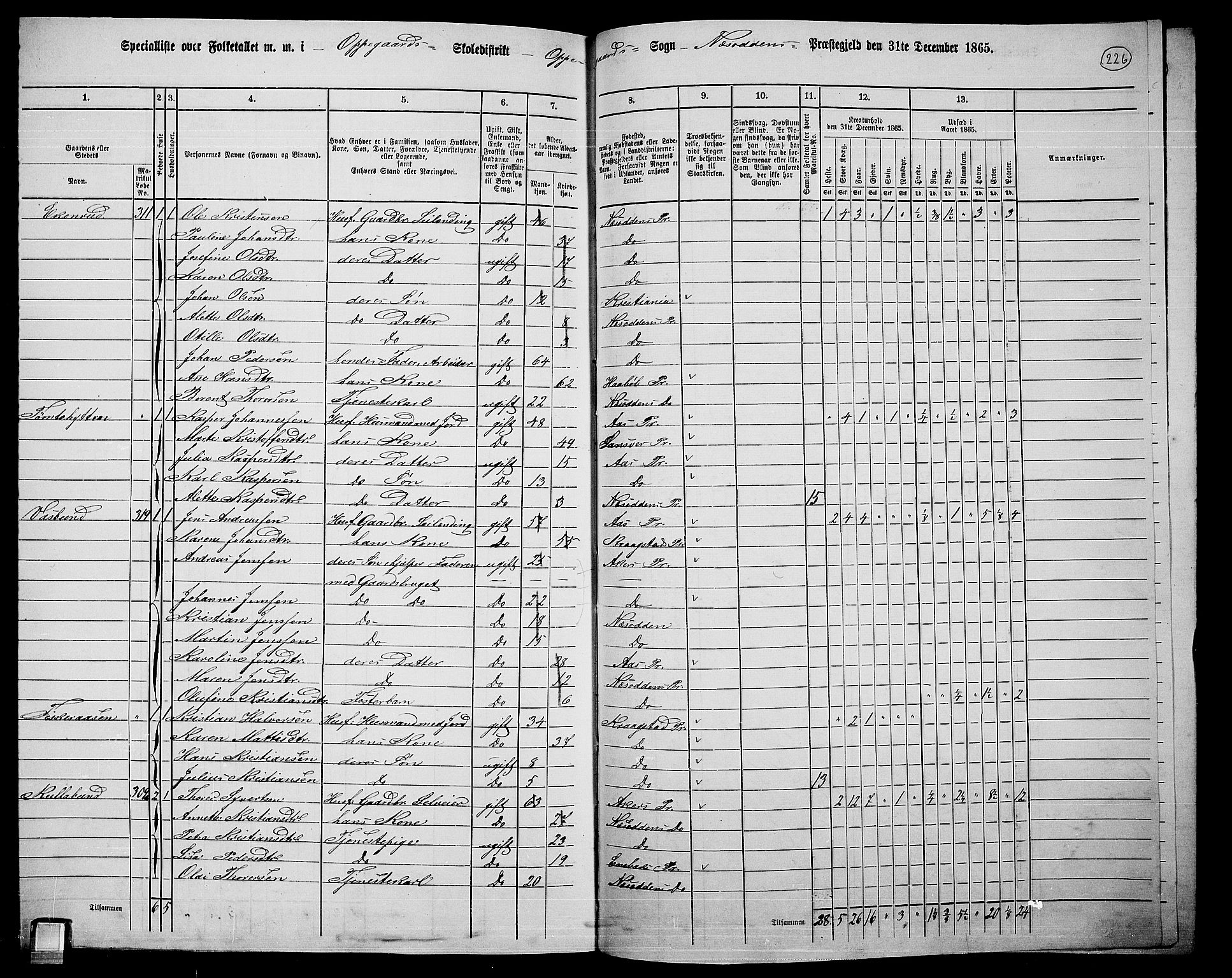RA, 1865 census for Nesodden, 1865, p. 63