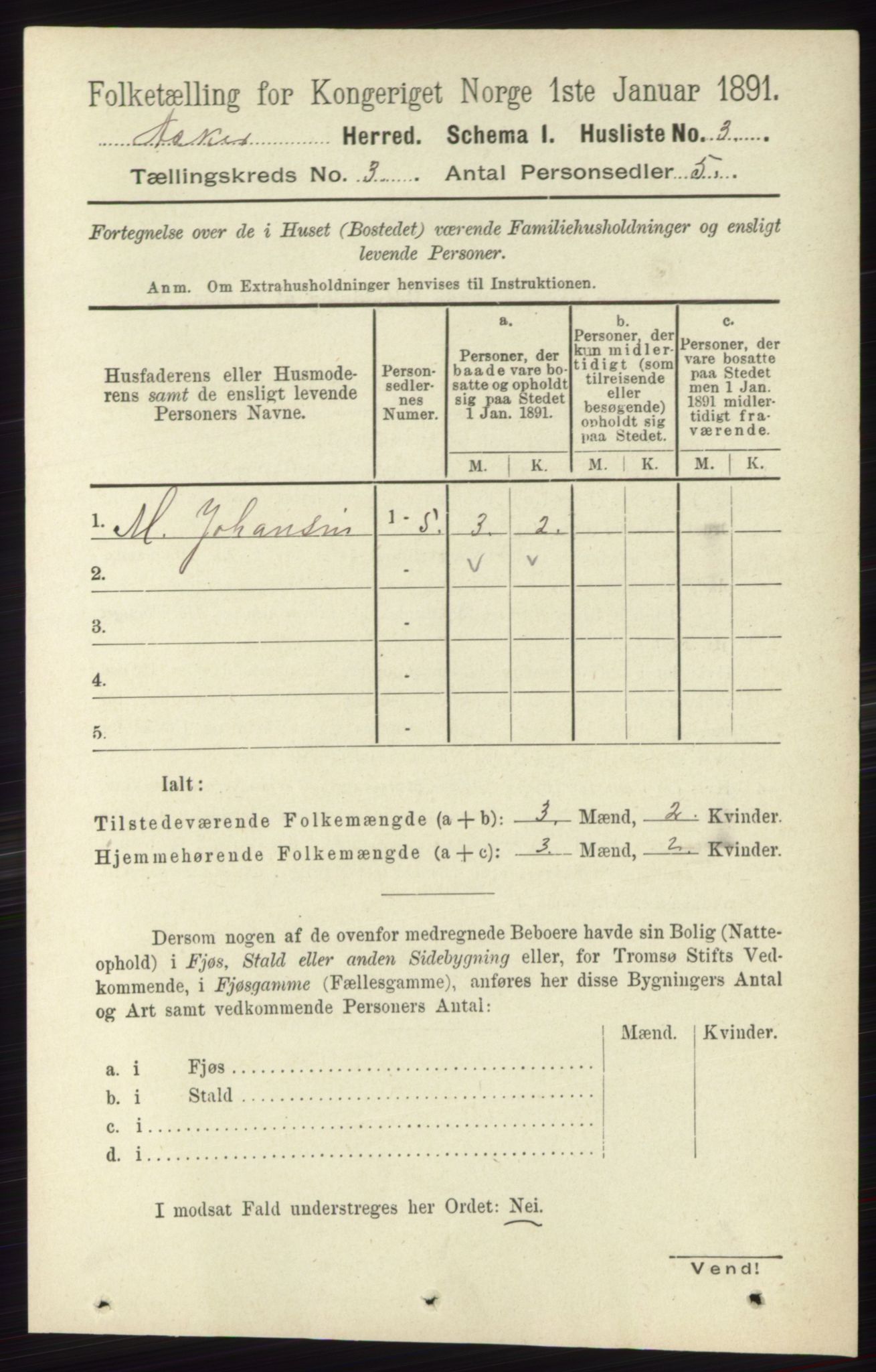 RA, 1891 census for 0220 Asker, 1891, p. 1834