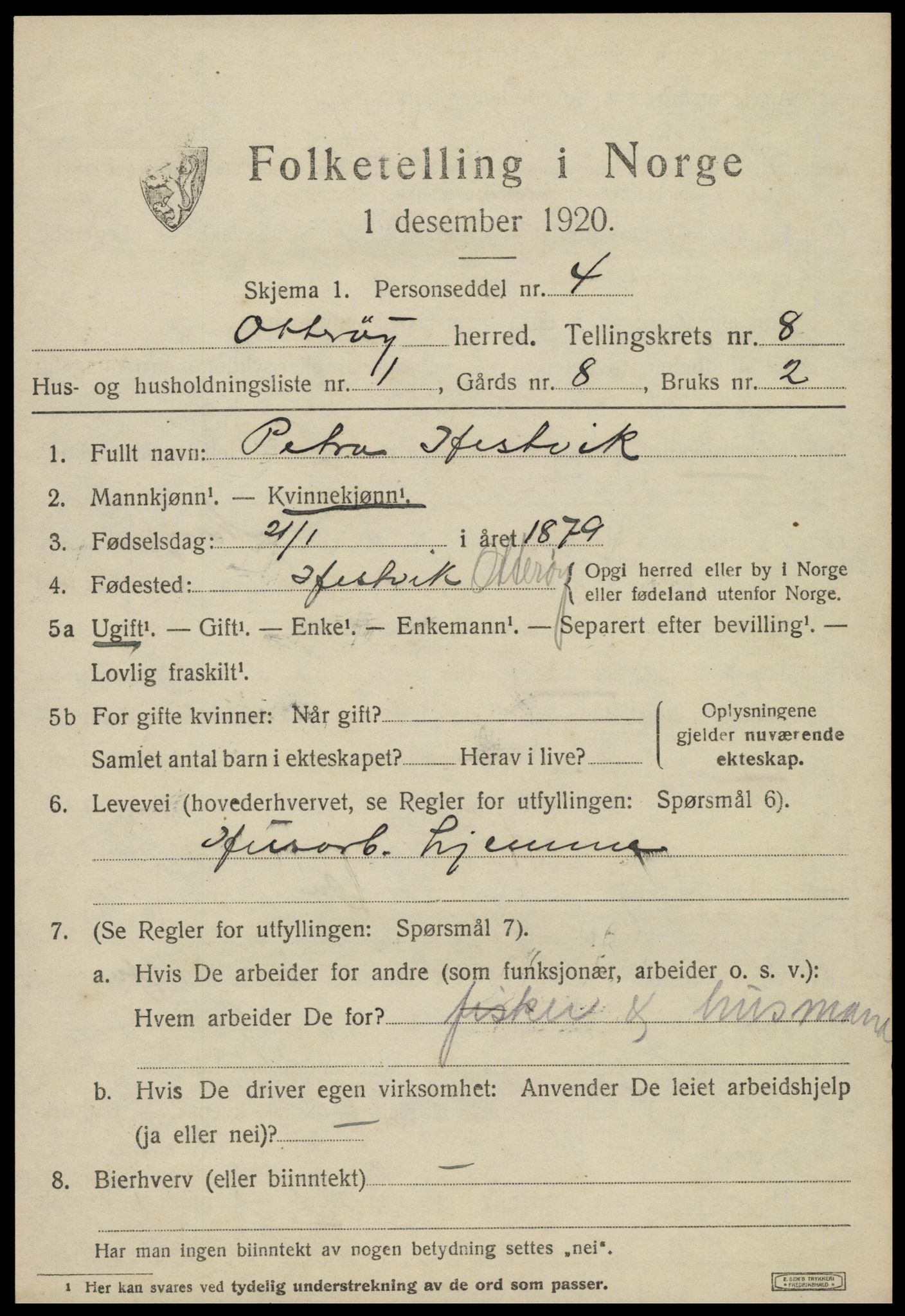 SAT, 1920 census for Otterøy, 1920, p. 2933