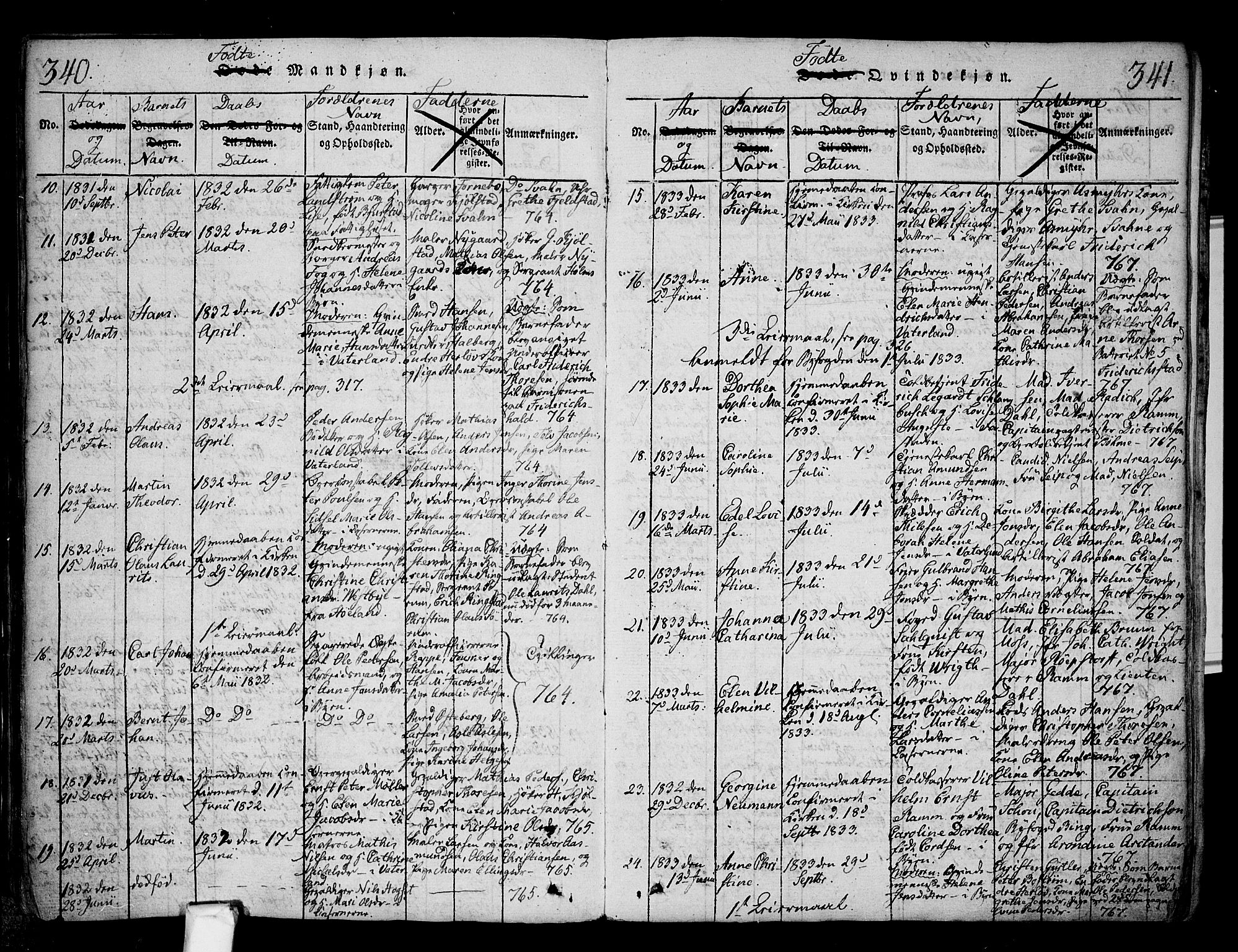 Fredrikstad prestekontor Kirkebøker, AV/SAO-A-11082/F/Fa/L0004: Parish register (official) no. 4, 1816-1834, p. 340-341