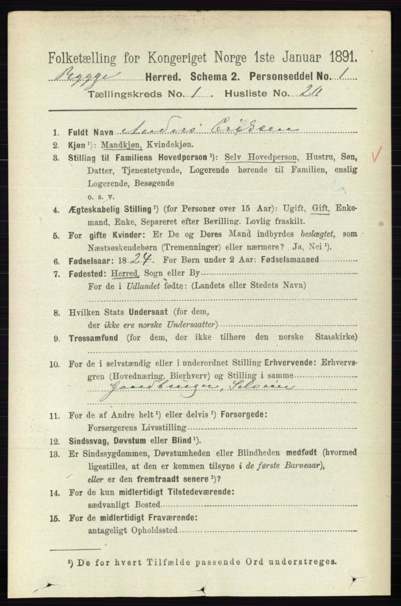 RA, 1891 census for 0136 Rygge, 1891, p. 280