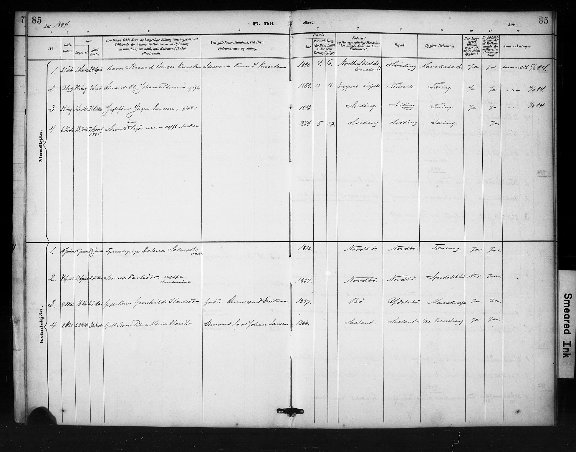 Rennesøy sokneprestkontor, SAST/A -101827/H/Ha/Haa/L0013: Parish register (official) no. A 12, 1888-1916, p. 85