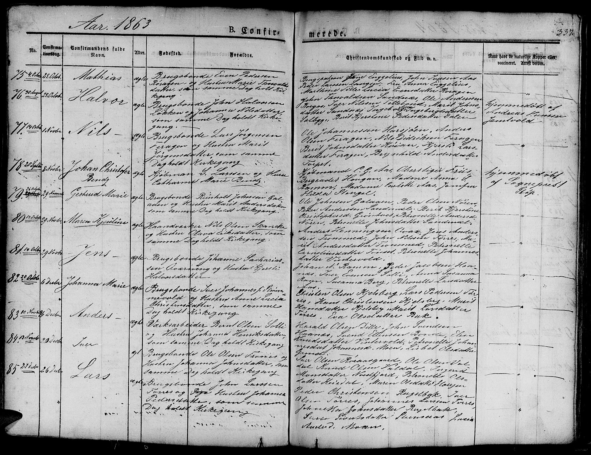 Ministerialprotokoller, klokkerbøker og fødselsregistre - Sør-Trøndelag, SAT/A-1456/681/L0938: Parish register (copy) no. 681C02, 1829-1879, p. 337