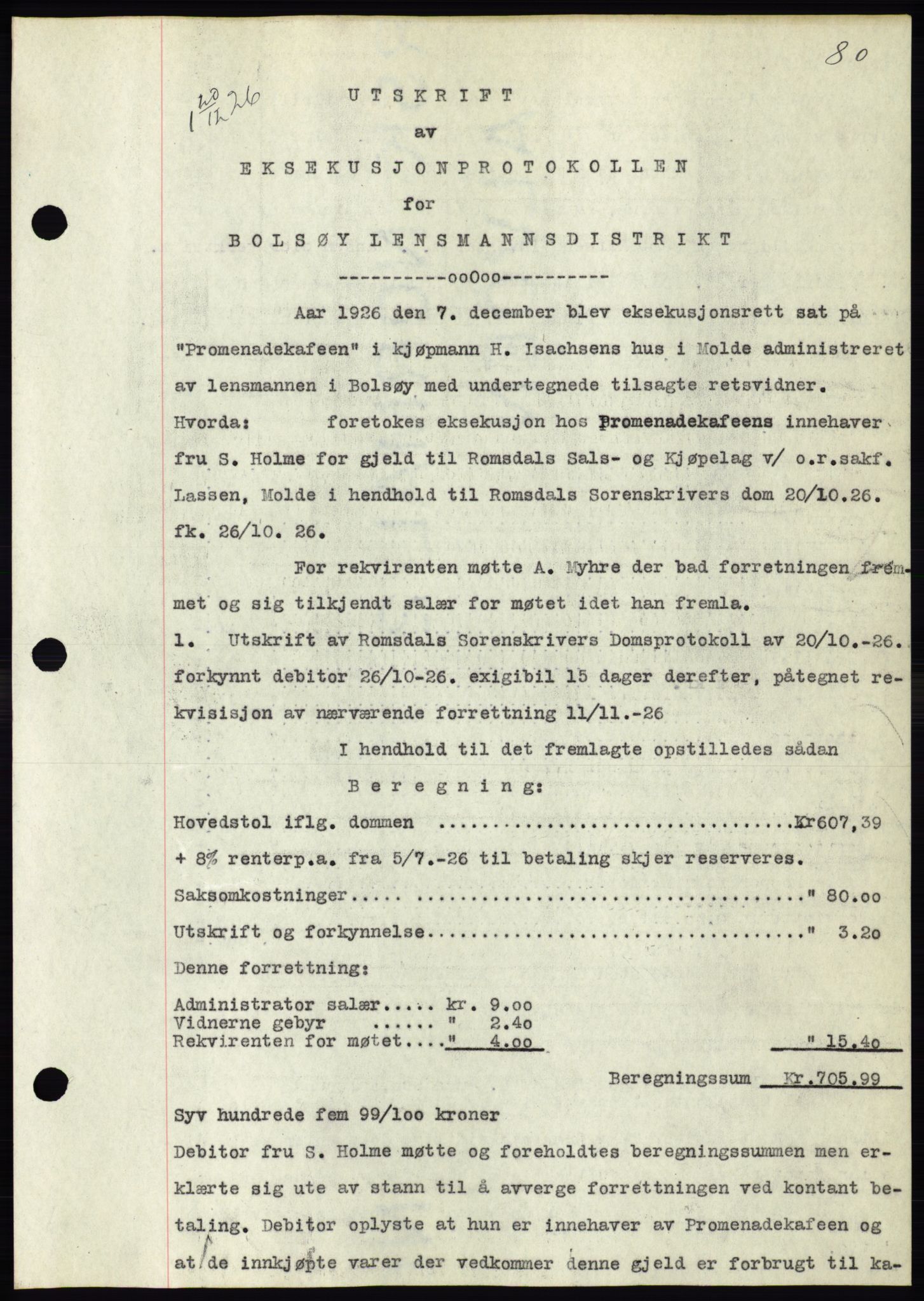 Molde byfogd, AV/SAT-A-0025/2/2C/L0011: Mortgage book no. 11, 1926-1932, Deed date: 20.12.1926