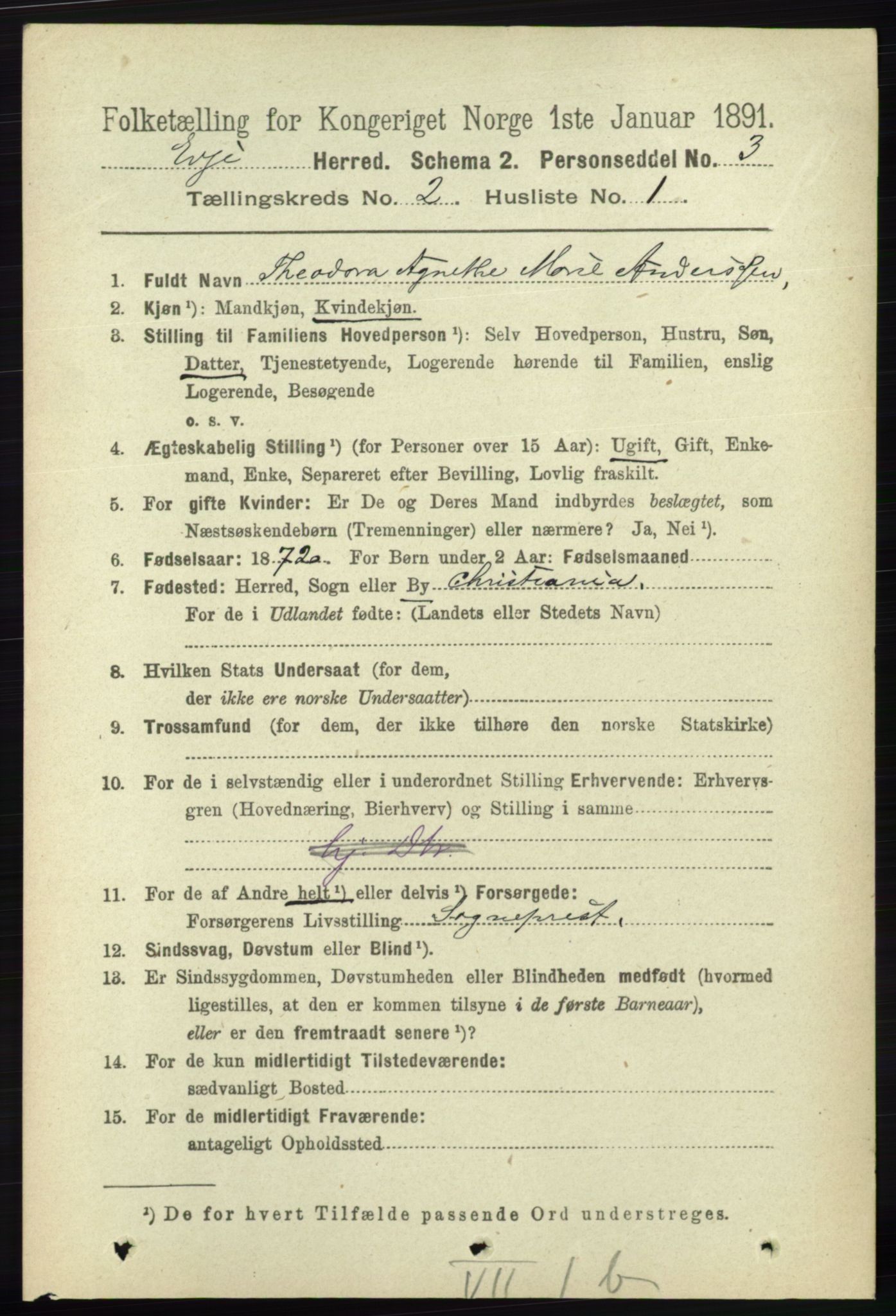 RA, 1891 census for 0937 Evje, 1891, p. 373