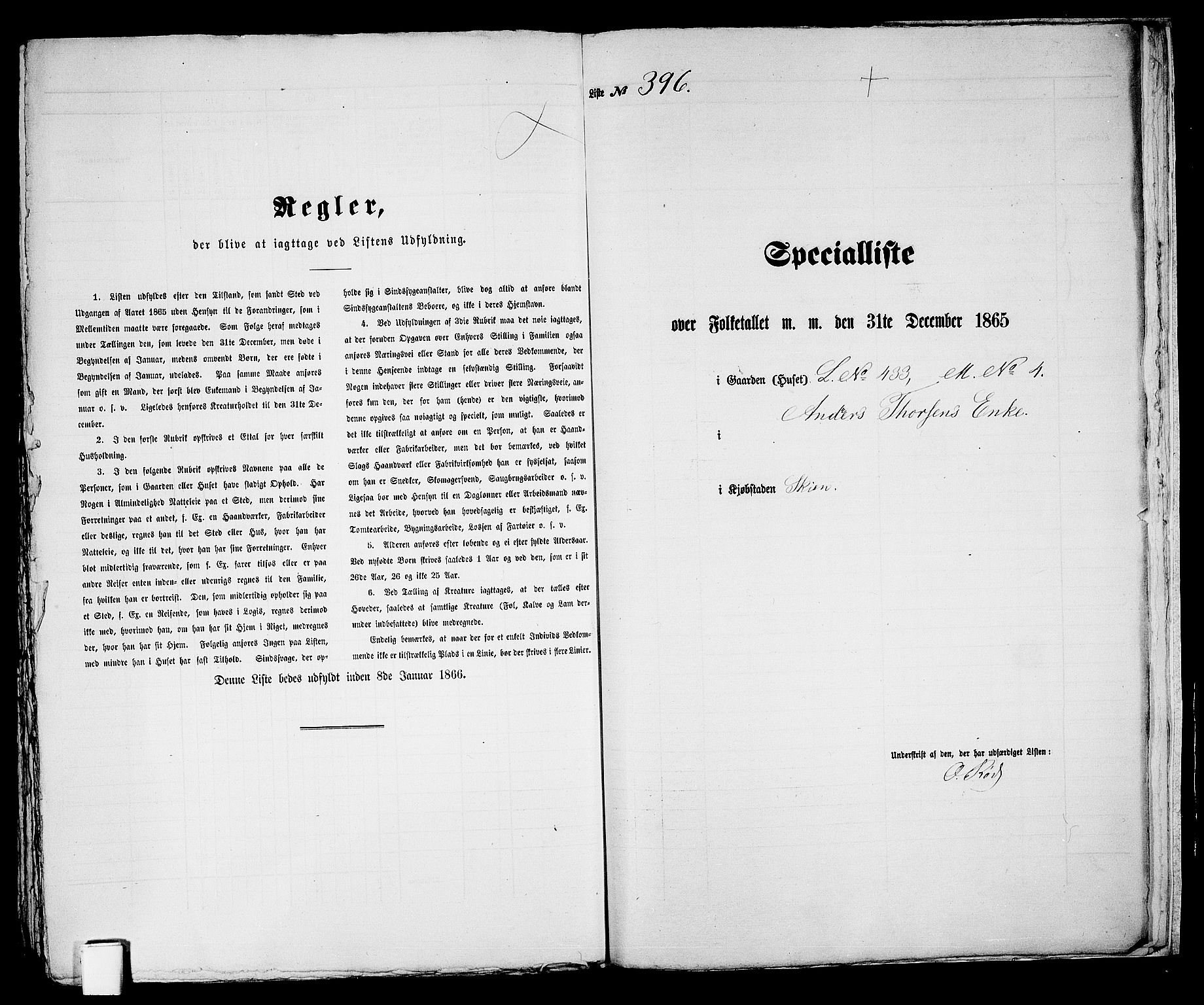 RA, 1865 census for Skien, 1865, p. 811