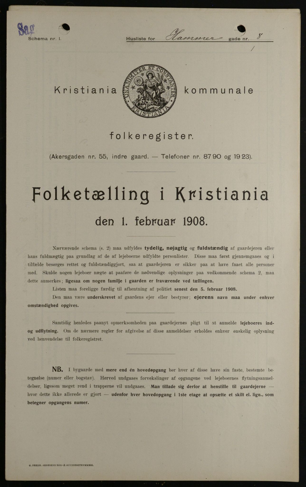 OBA, Municipal Census 1908 for Kristiania, 1908, p. 30968