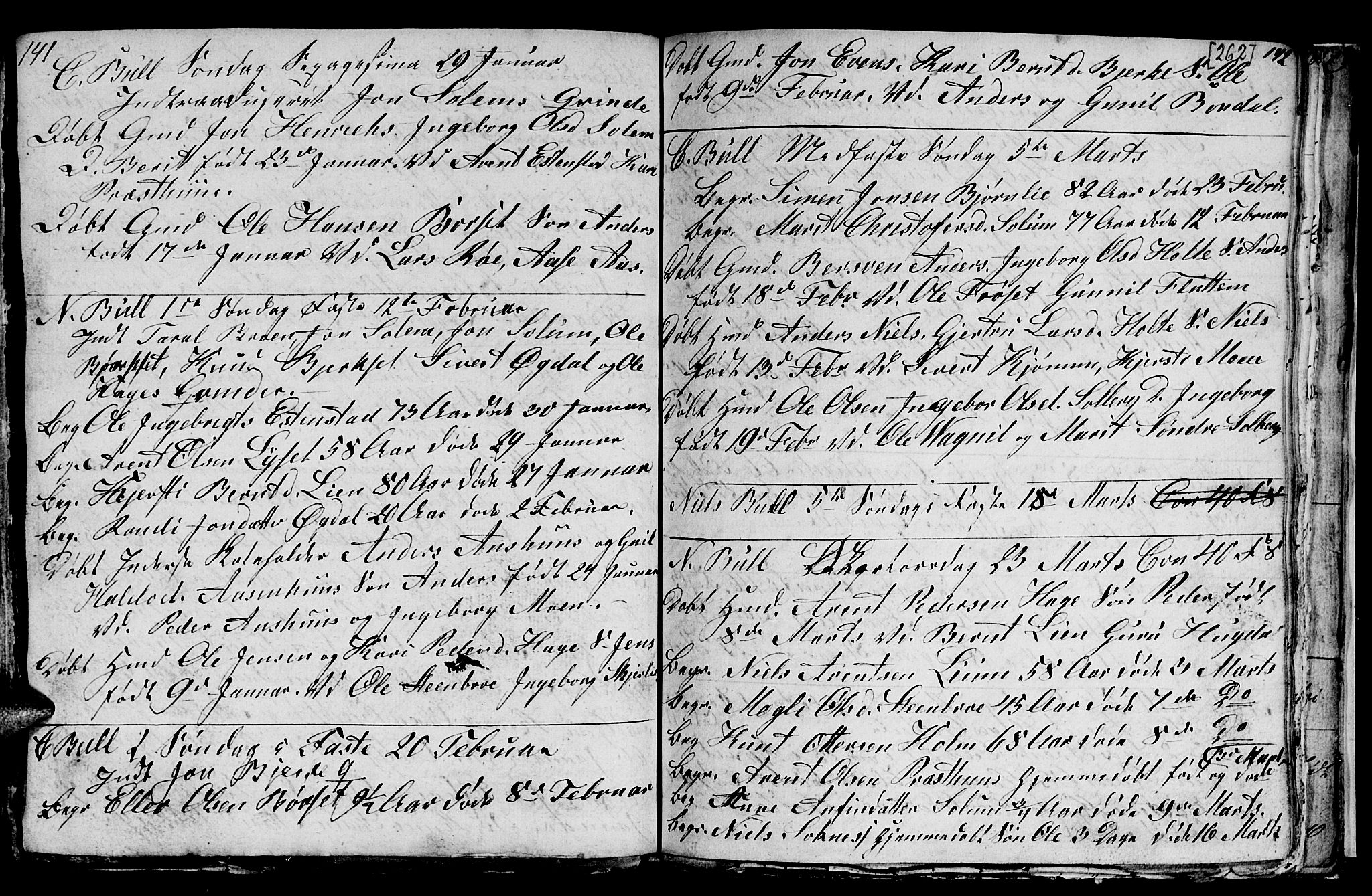 Ministerialprotokoller, klokkerbøker og fødselsregistre - Sør-Trøndelag, SAT/A-1456/689/L1042: Parish register (copy) no. 689C01, 1812-1841, p. 261-262