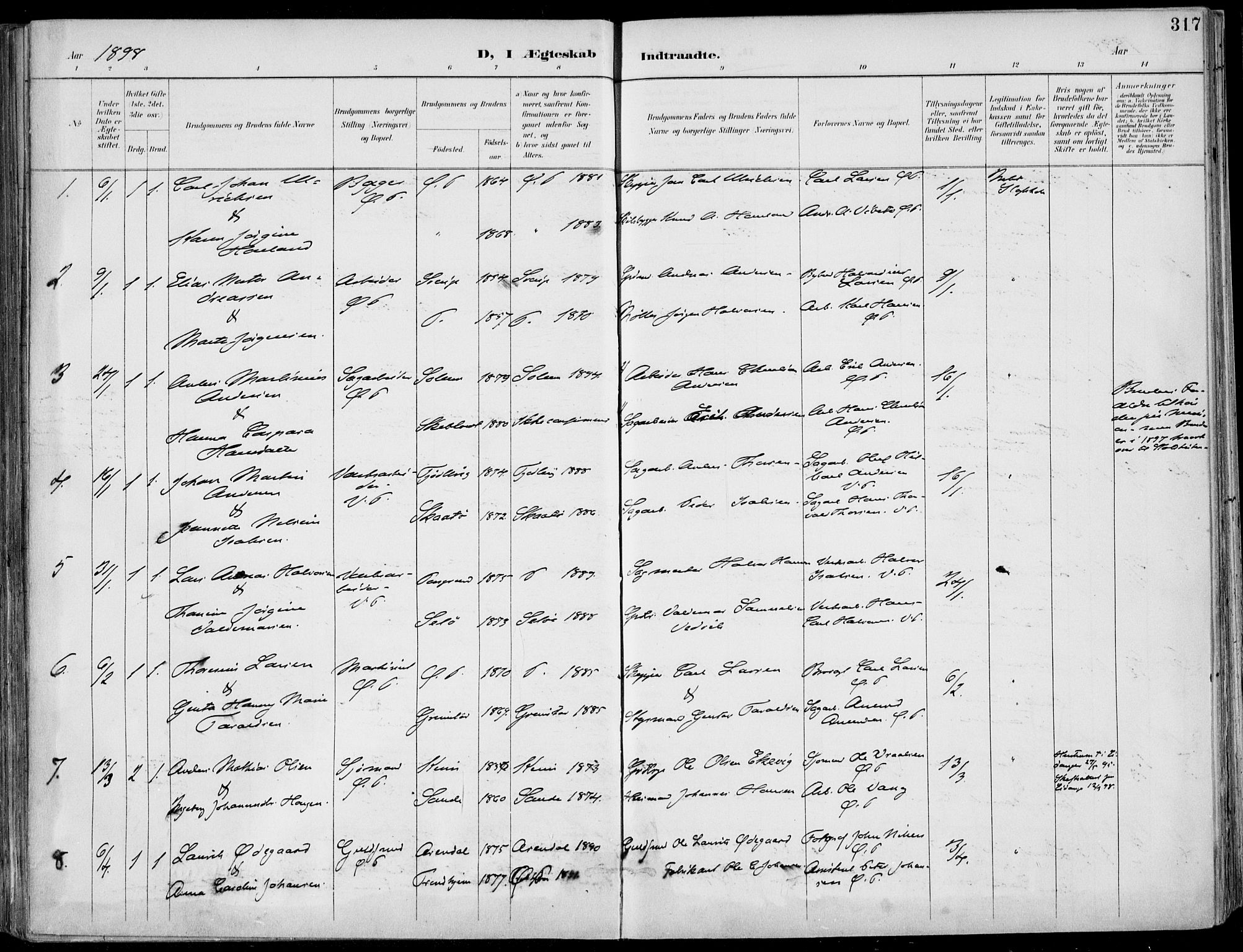 Porsgrunn kirkebøker , SAKO/A-104/F/Fa/L0011: Parish register (official) no. 11, 1895-1919, p. 317