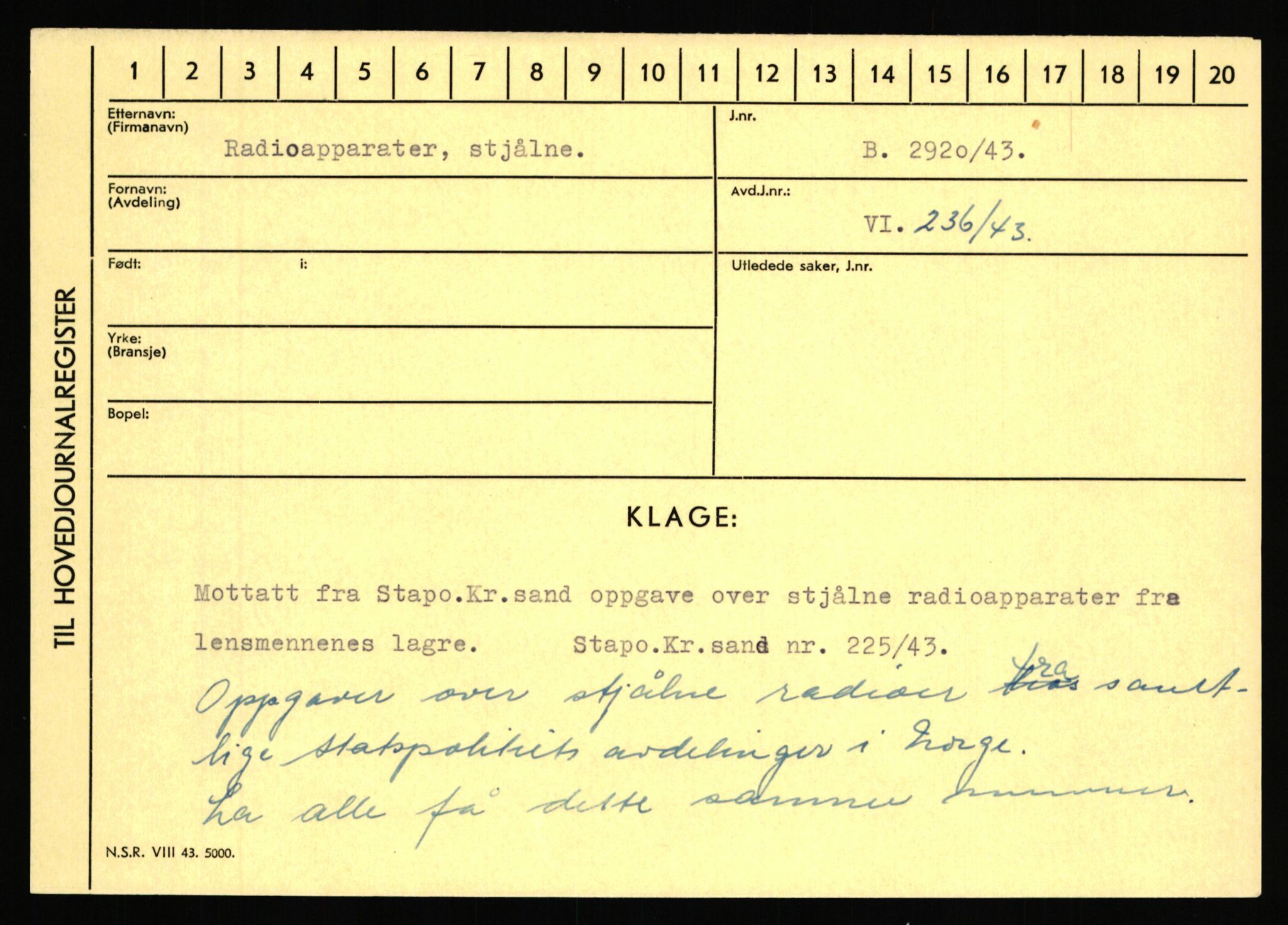 Statspolitiet - Hovedkontoret / Osloavdelingen, AV/RA-S-1329/C/Ca/L0013: Raa - Servold, 1943-1945, p. 98