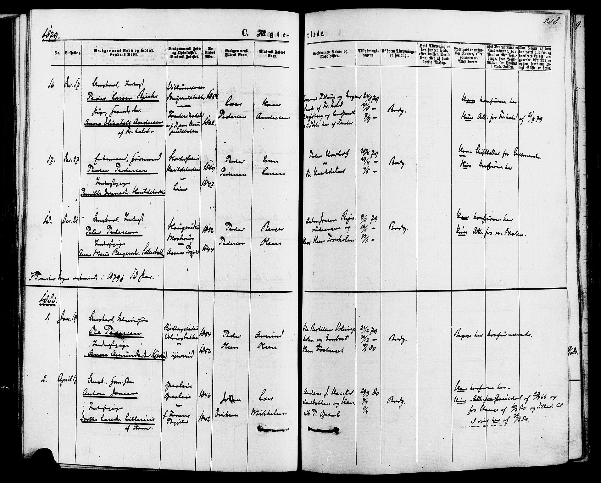 Romedal prestekontor, SAH/PREST-004/K/L0006: Parish register (official) no. 6, 1866-1886, p. 218