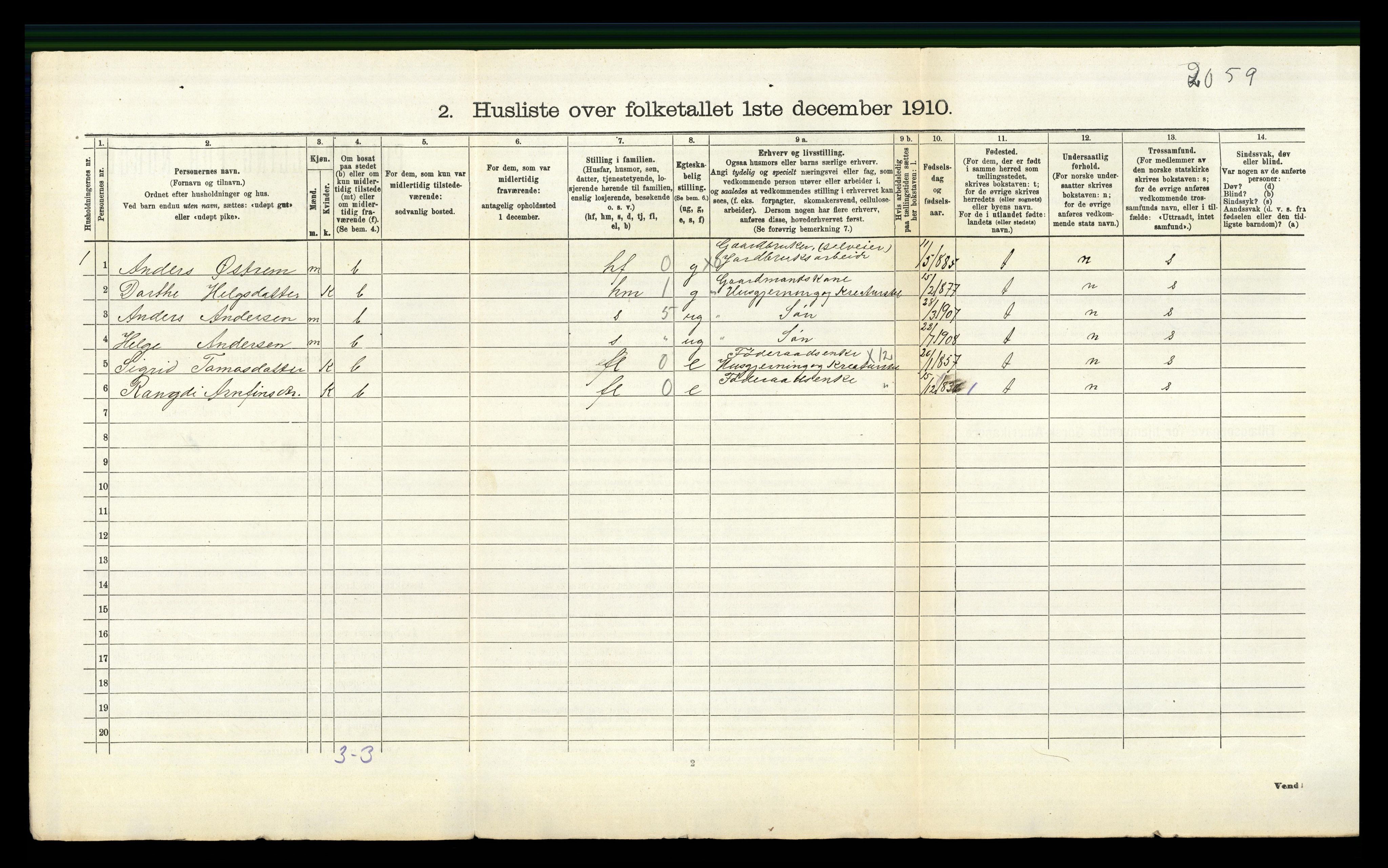 RA, 1910 census for Vang, 1910, p. 518