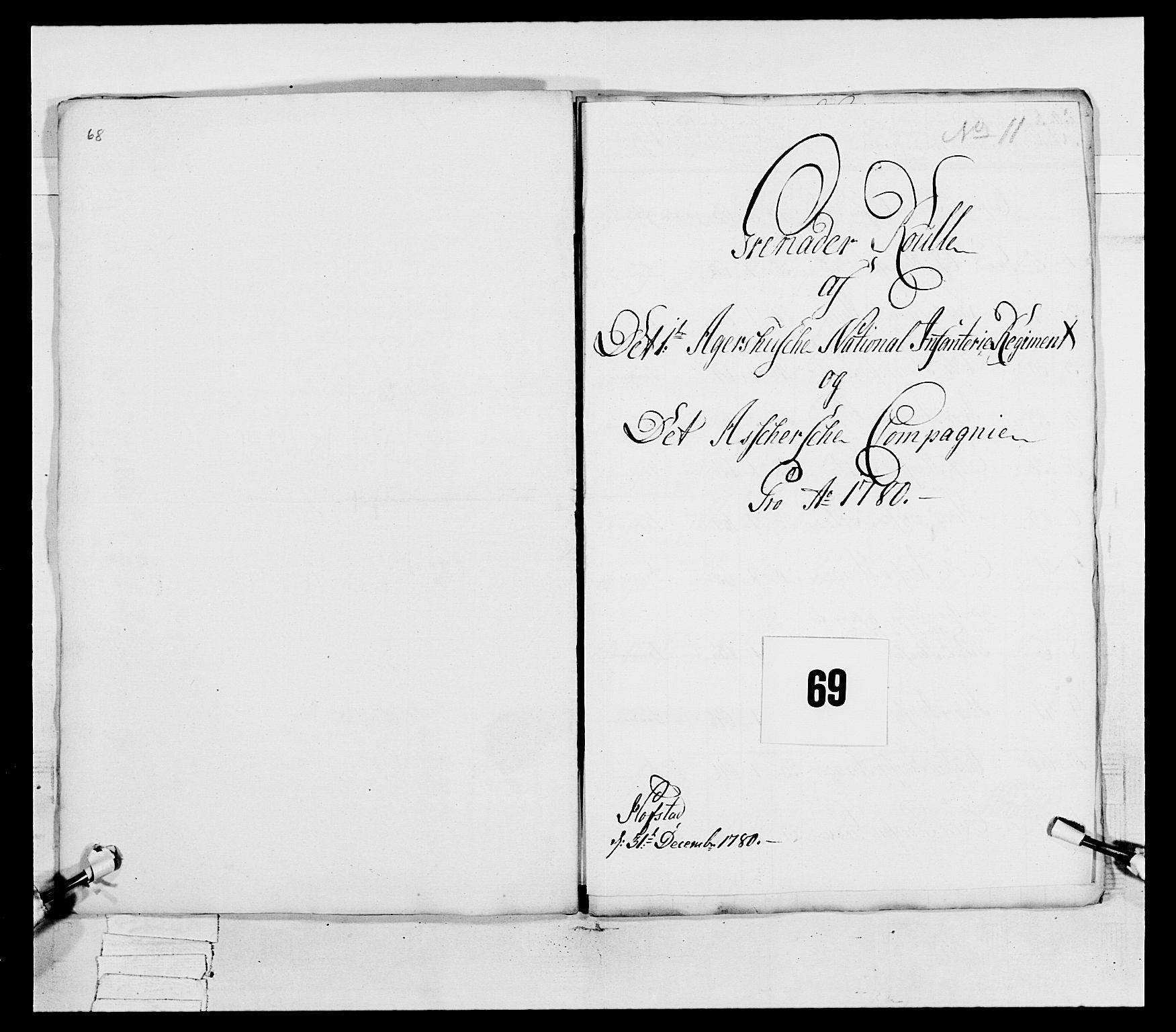 Generalitets- og kommissariatskollegiet, Det kongelige norske kommissariatskollegium, AV/RA-EA-5420/E/Eh/L0038: 1. Akershusiske nasjonale infanteriregiment, 1776-1788, p. 288