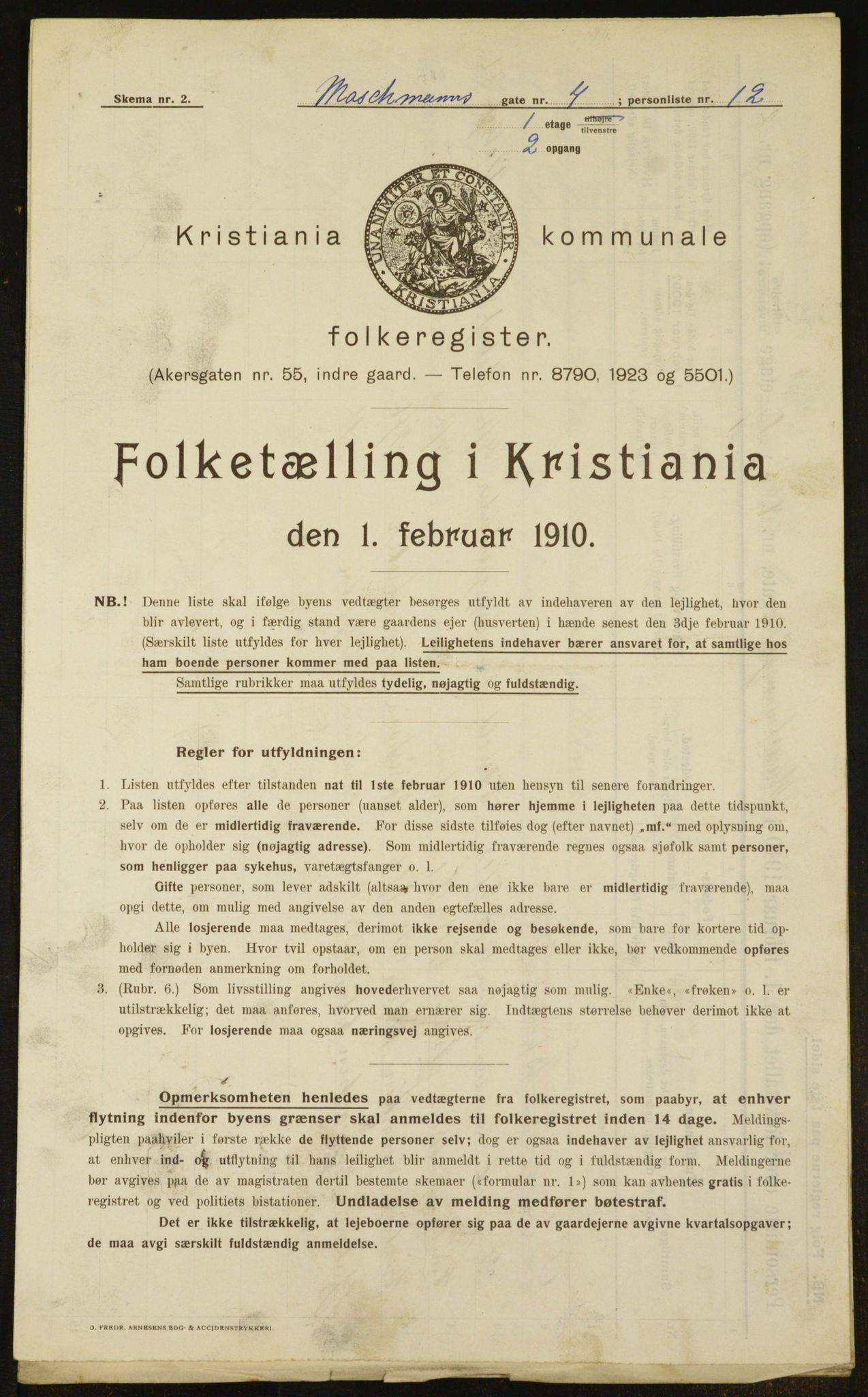 OBA, Municipal Census 1910 for Kristiania, 1910, p. 62634