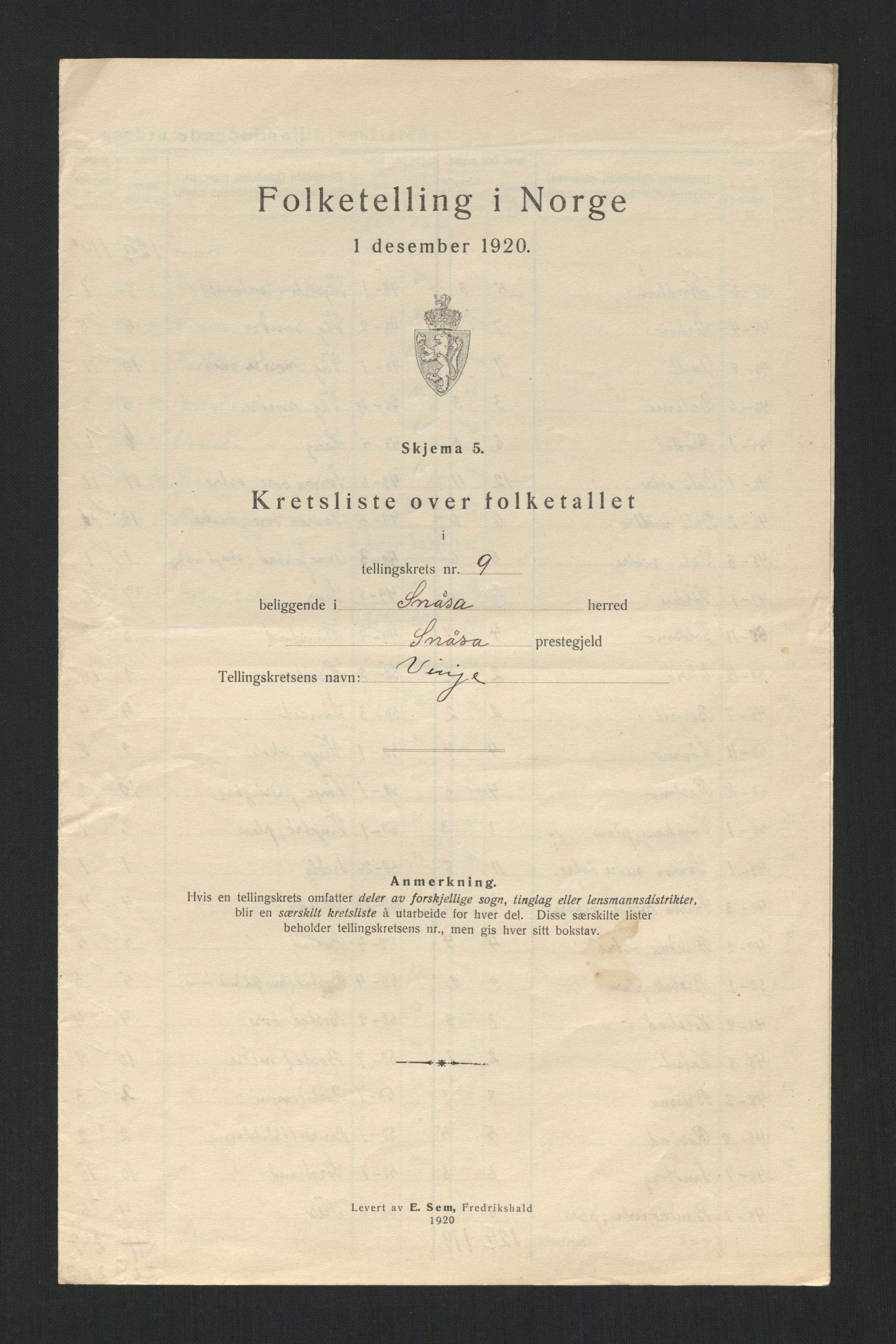 SAT, 1920 census for Snåsa, 1920, p. 39