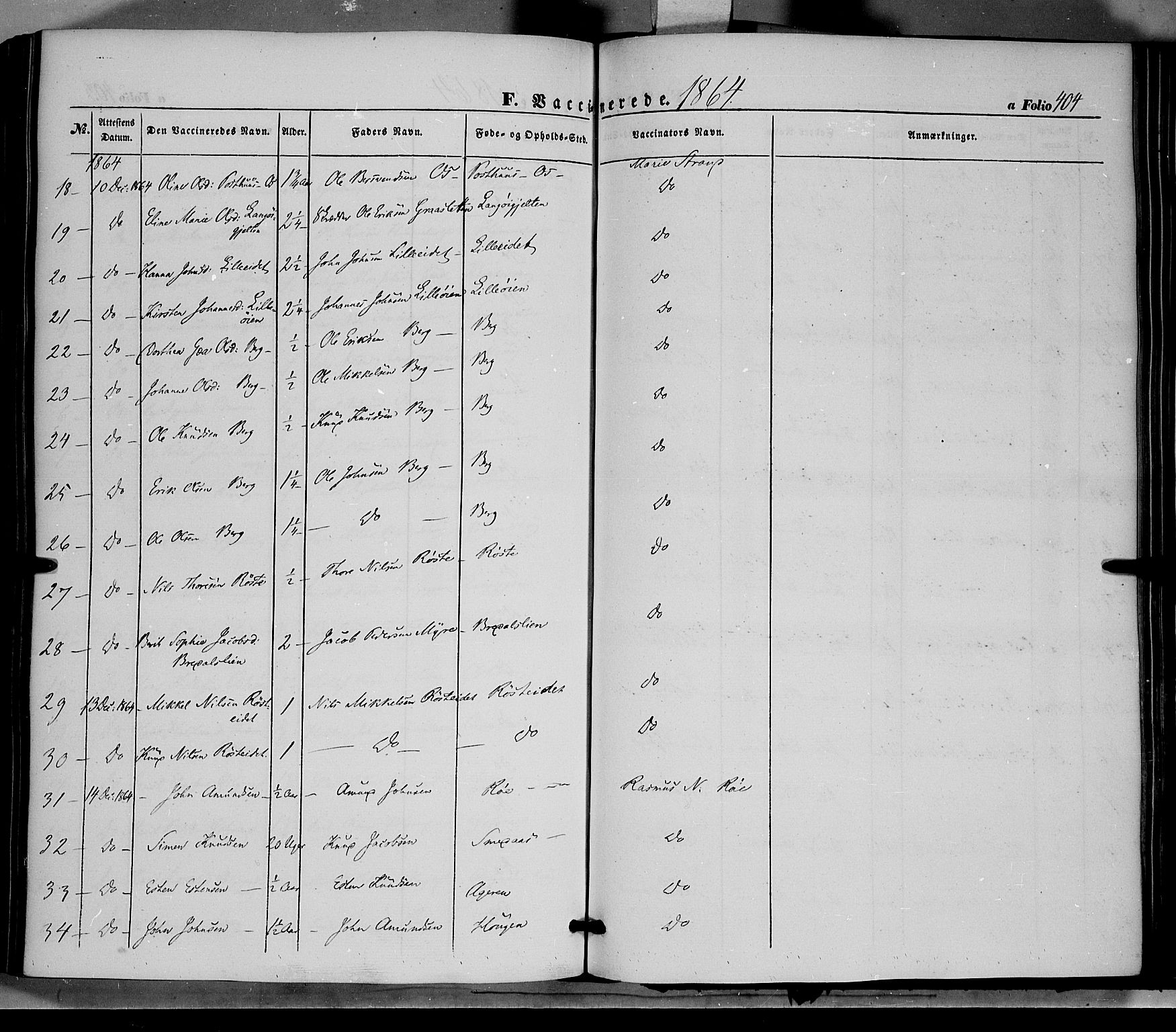 Tolga prestekontor, AV/SAH-PREST-062/K/L0006: Parish register (official) no. 6, 1852-1876, p. 404