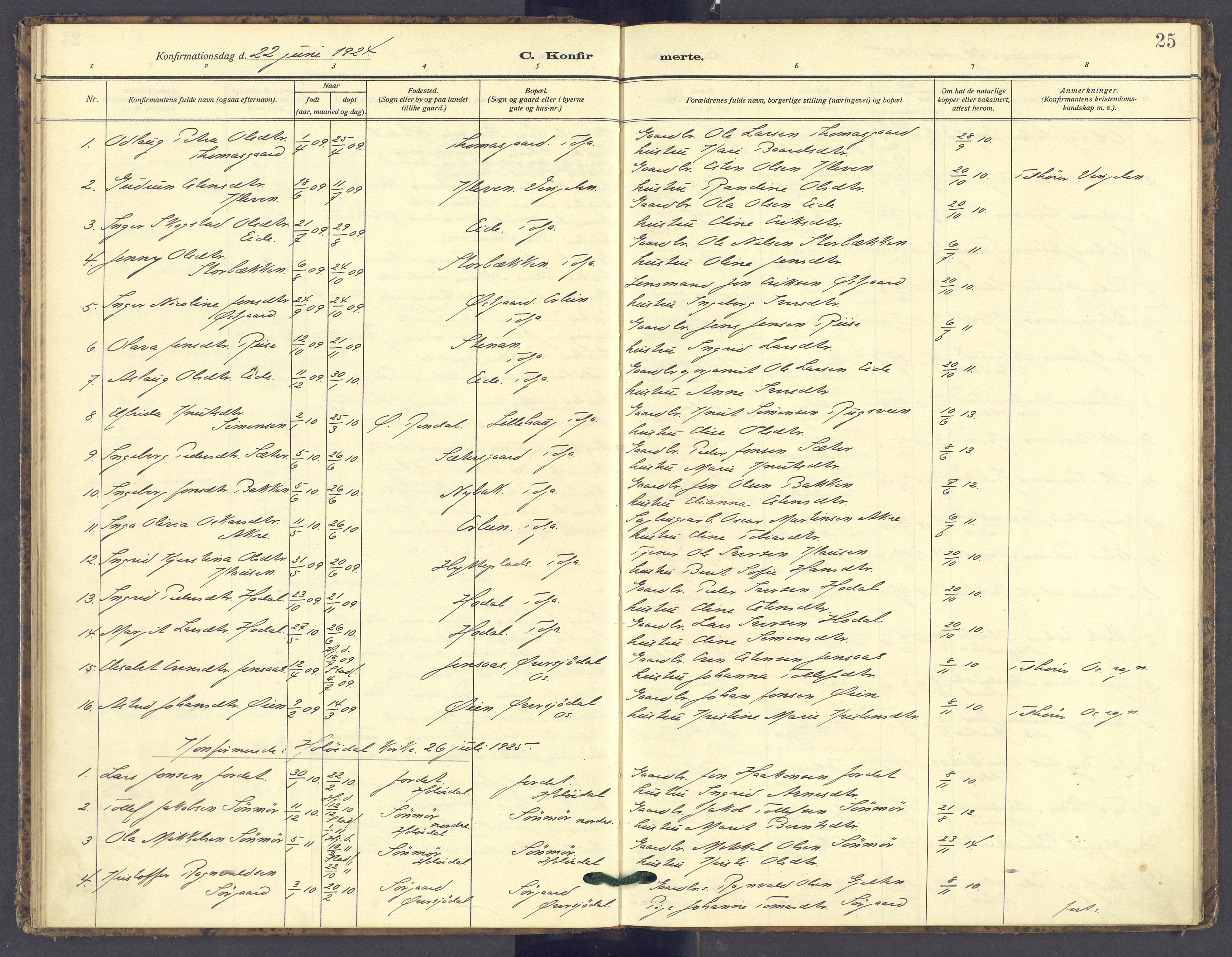 Tolga prestekontor, AV/SAH-PREST-062/K/L0016: Parish register (official) no. 16, 1908-1957, p. 25