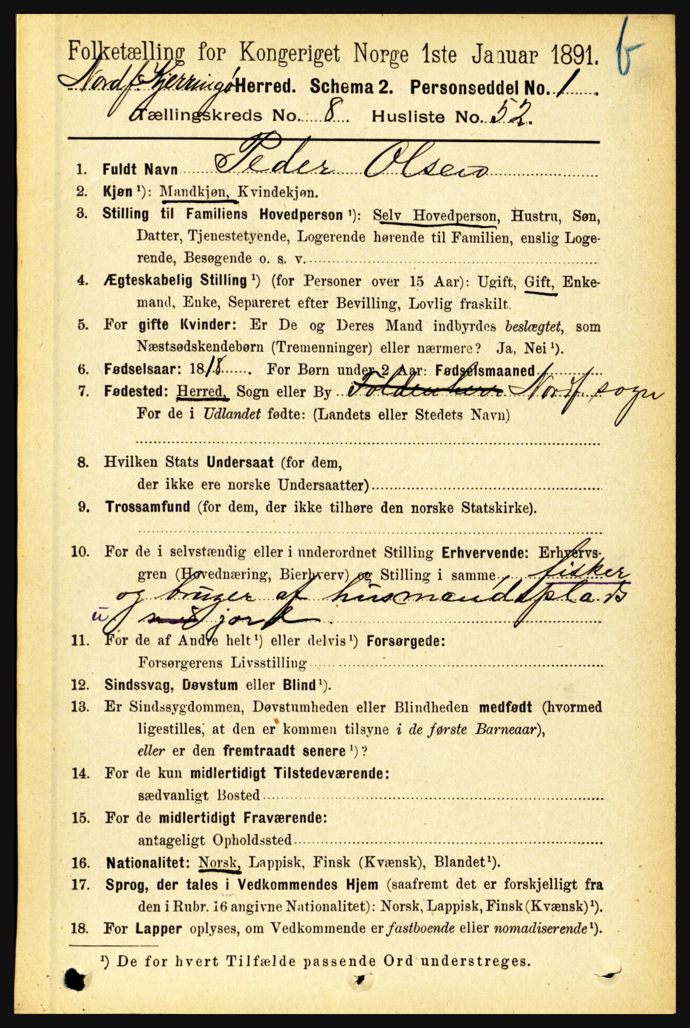 RA, 1891 census for 1846 Nordfold-Kjerringøy, 1891, p. 2253