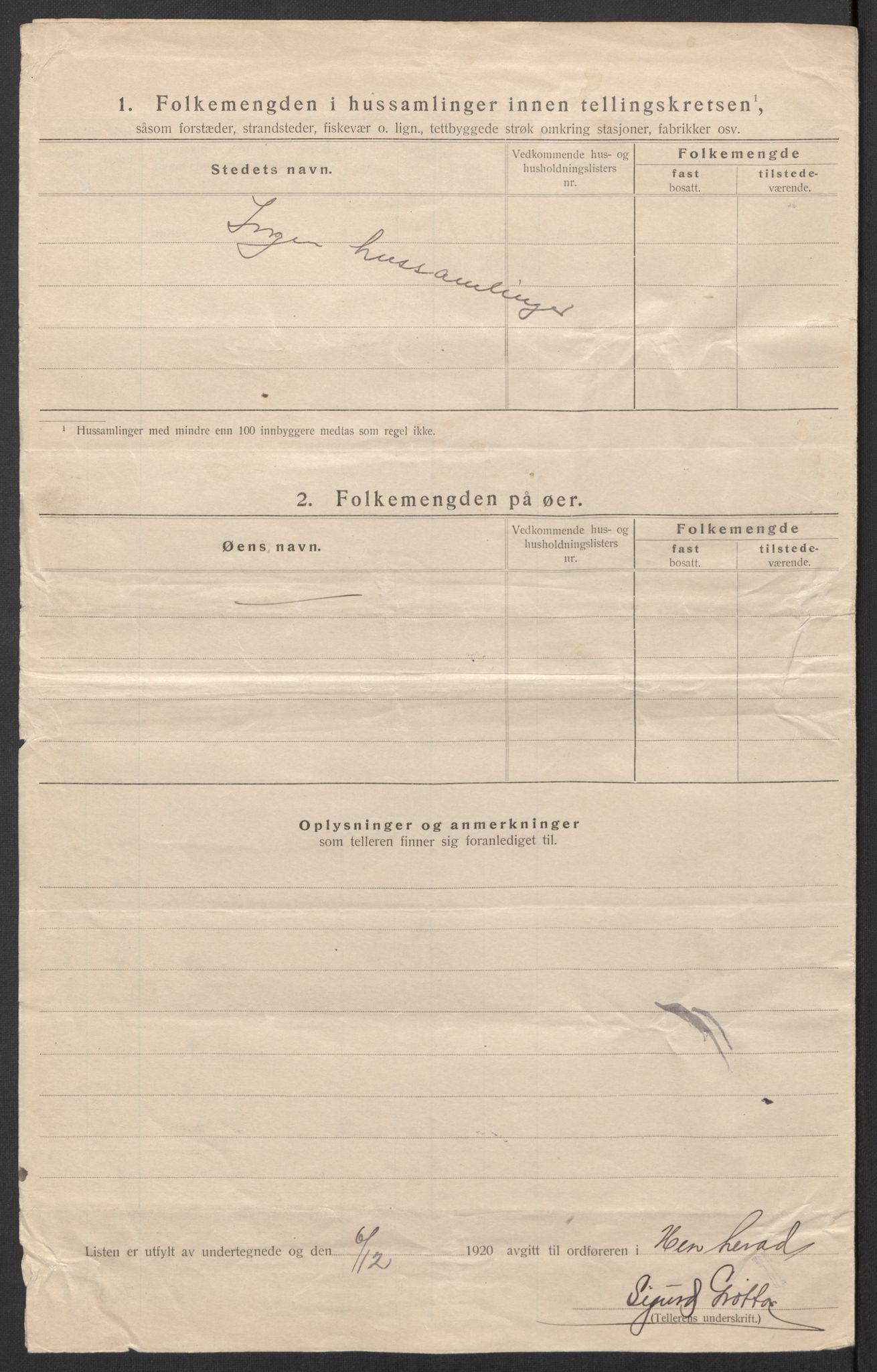 SAT, 1920 census for Hen, 1920, p. 15