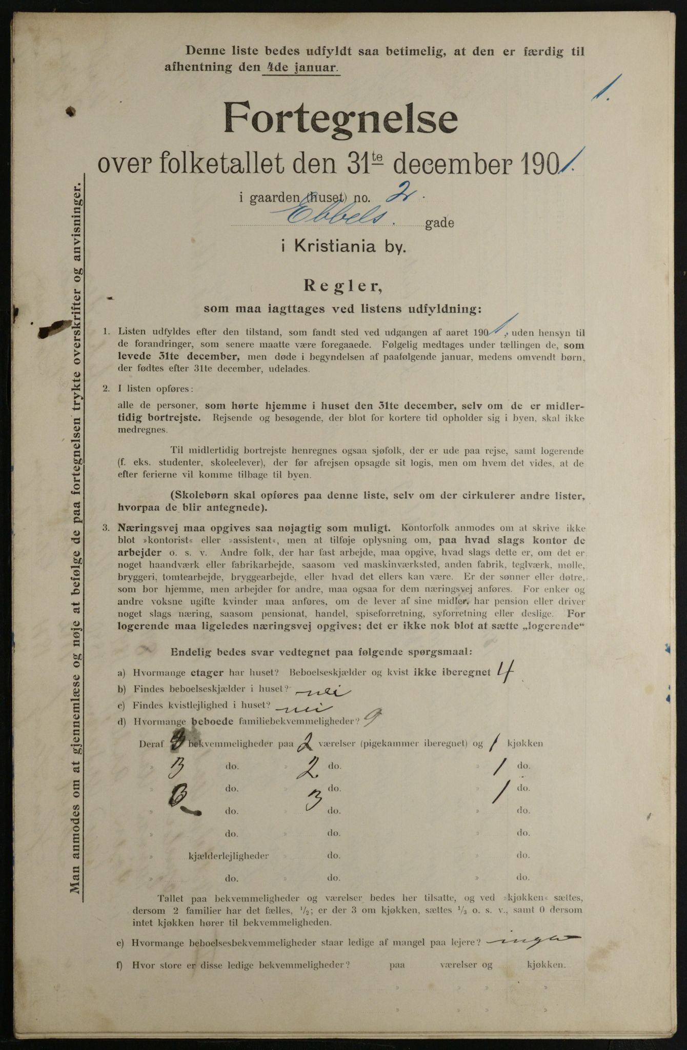 OBA, Municipal Census 1901 for Kristiania, 1901, p. 2930