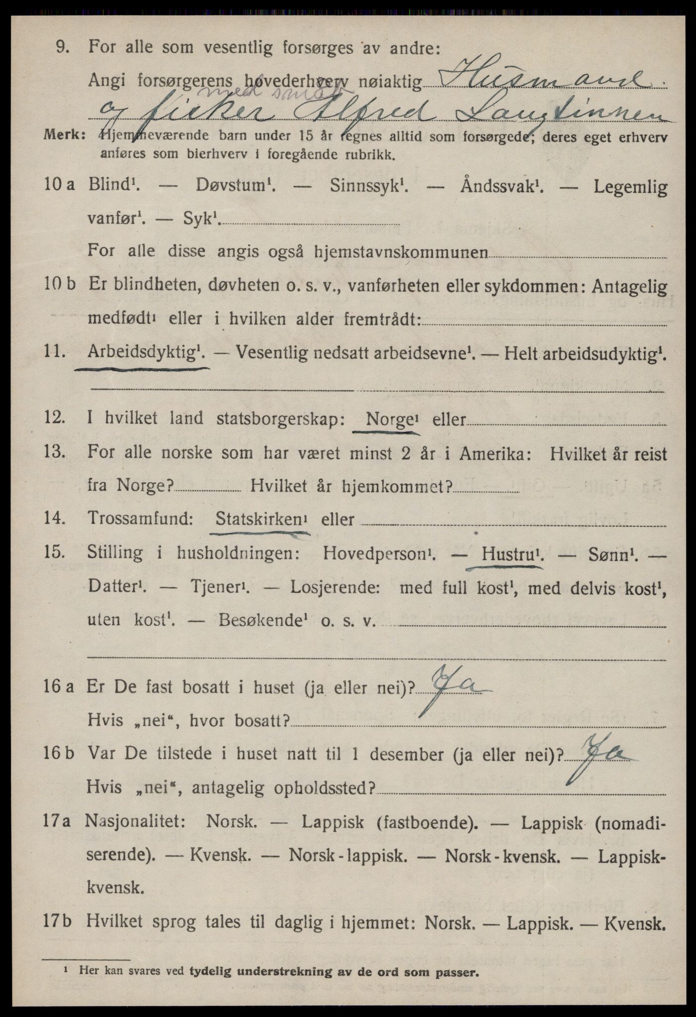 SAT, 1920 census for Ørland, 1920, p. 1596
